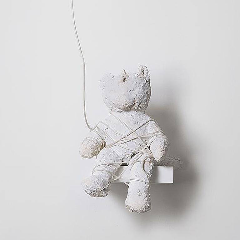 Sculpture of Bear with balloons: 'Bear with Balloons' - Gray Figurative Sculpture by Ivy Naté