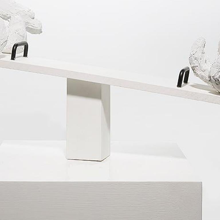 Sculpture of two figures on seesaw: 'Seesaw' - Gray Abstract Sculpture by Ivy Naté