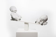 Sculpture of two figures on seesaw: 'Seesaw'