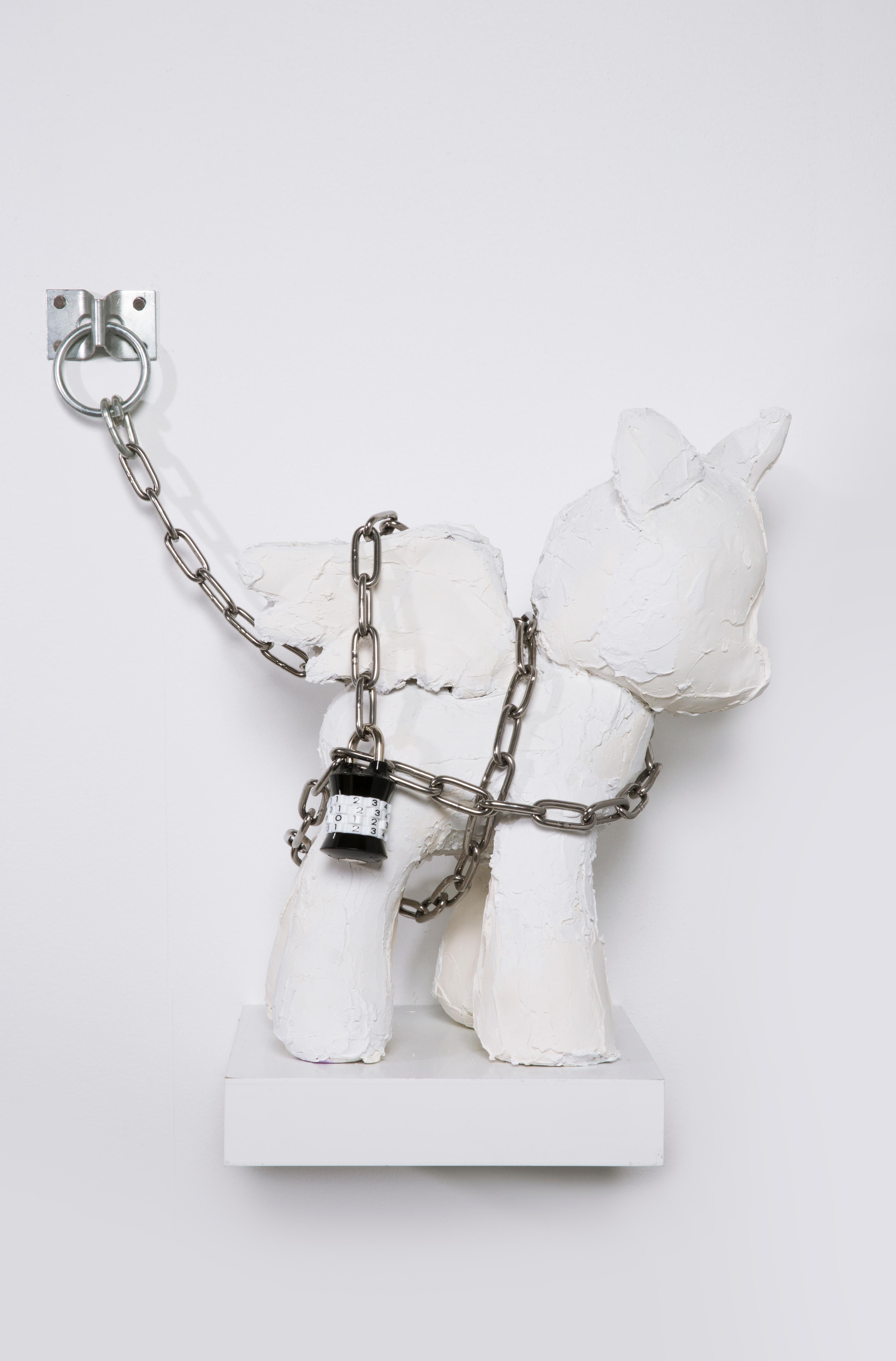 Sculpture of Unicorn with Chain: 'Unicorn in Chains'