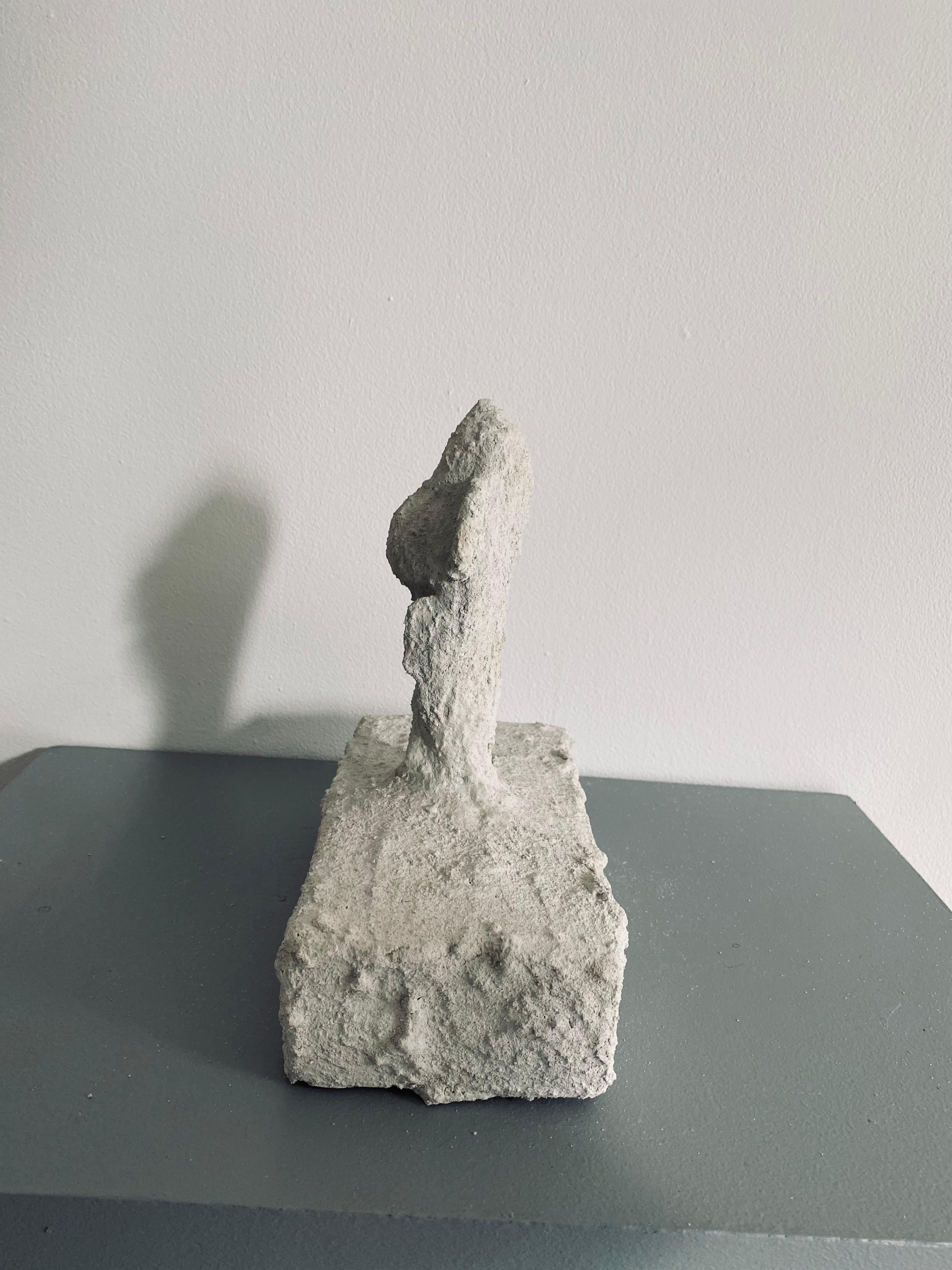Small Cement Totem Sculpture: 'The Tribe #3' - Gray Figurative Sculpture by Ivy Naté