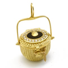 Diana Kim England Nantucket Lightship Locket in 18k Gold with Ebony and Diamonds