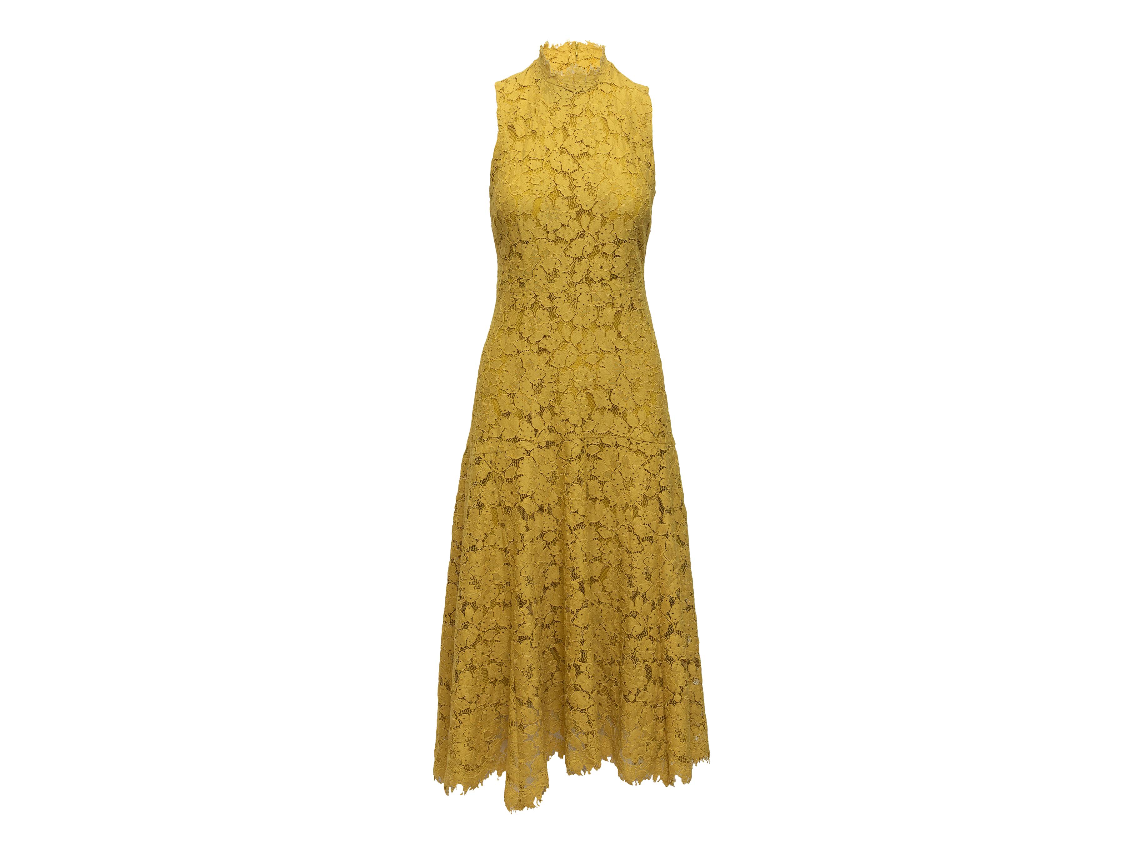 Ivy & Oak Yellow Lace Sleeveless Dress In Excellent Condition In New York, NY