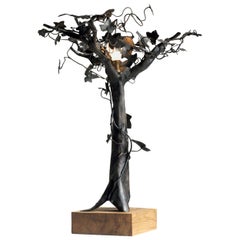Sculpture lumineuse en métal, arbre de lierre, 1960
