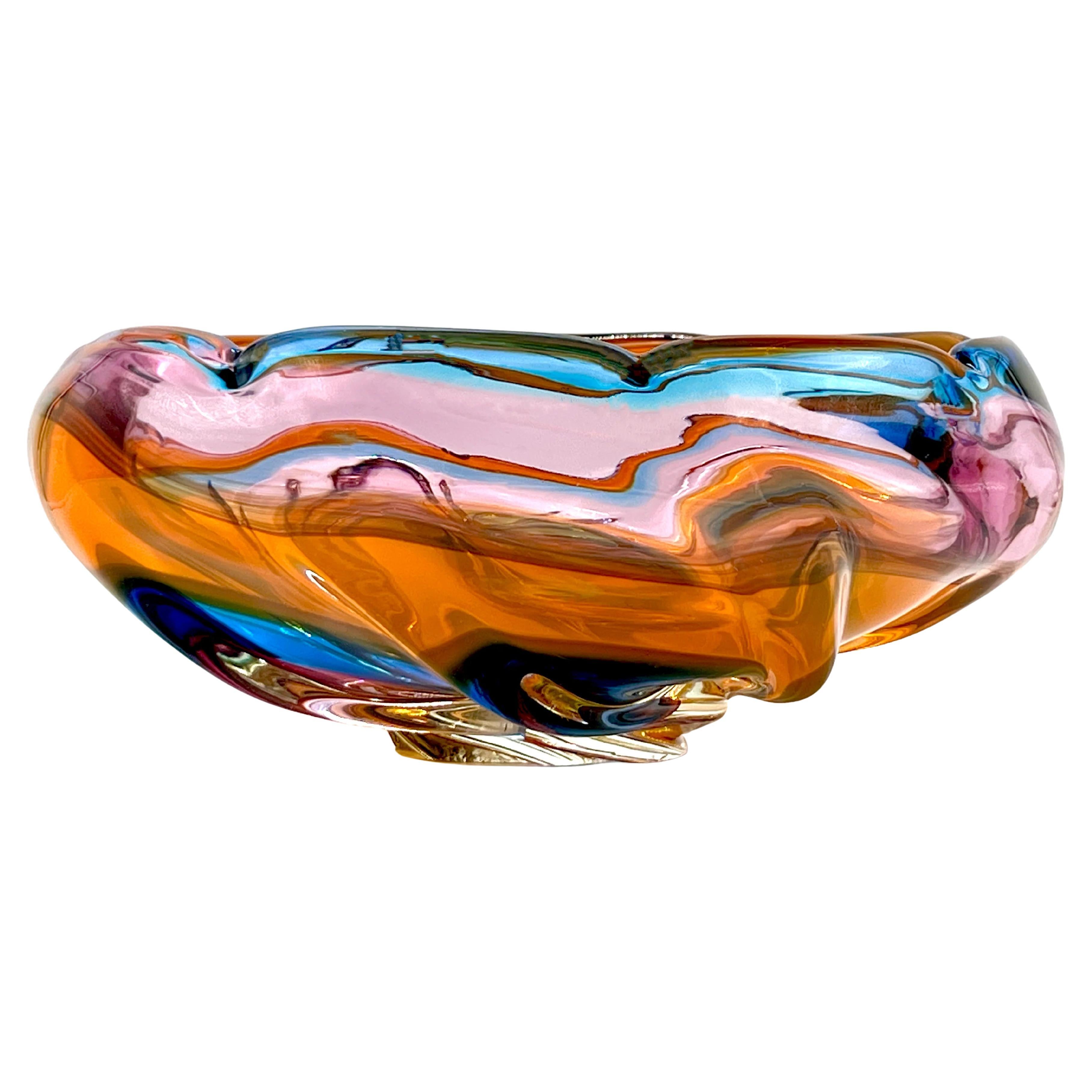 Vidrio Iwatsu (Japón) de su gama Hineri  Centro de mesa Art Glass 10