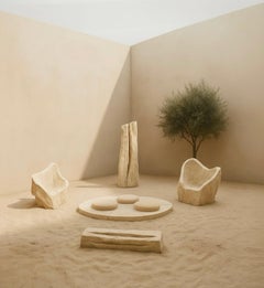 Ensemble d'autel architectural « Iwaya » en travertin sculpté, par Andrés Monnier