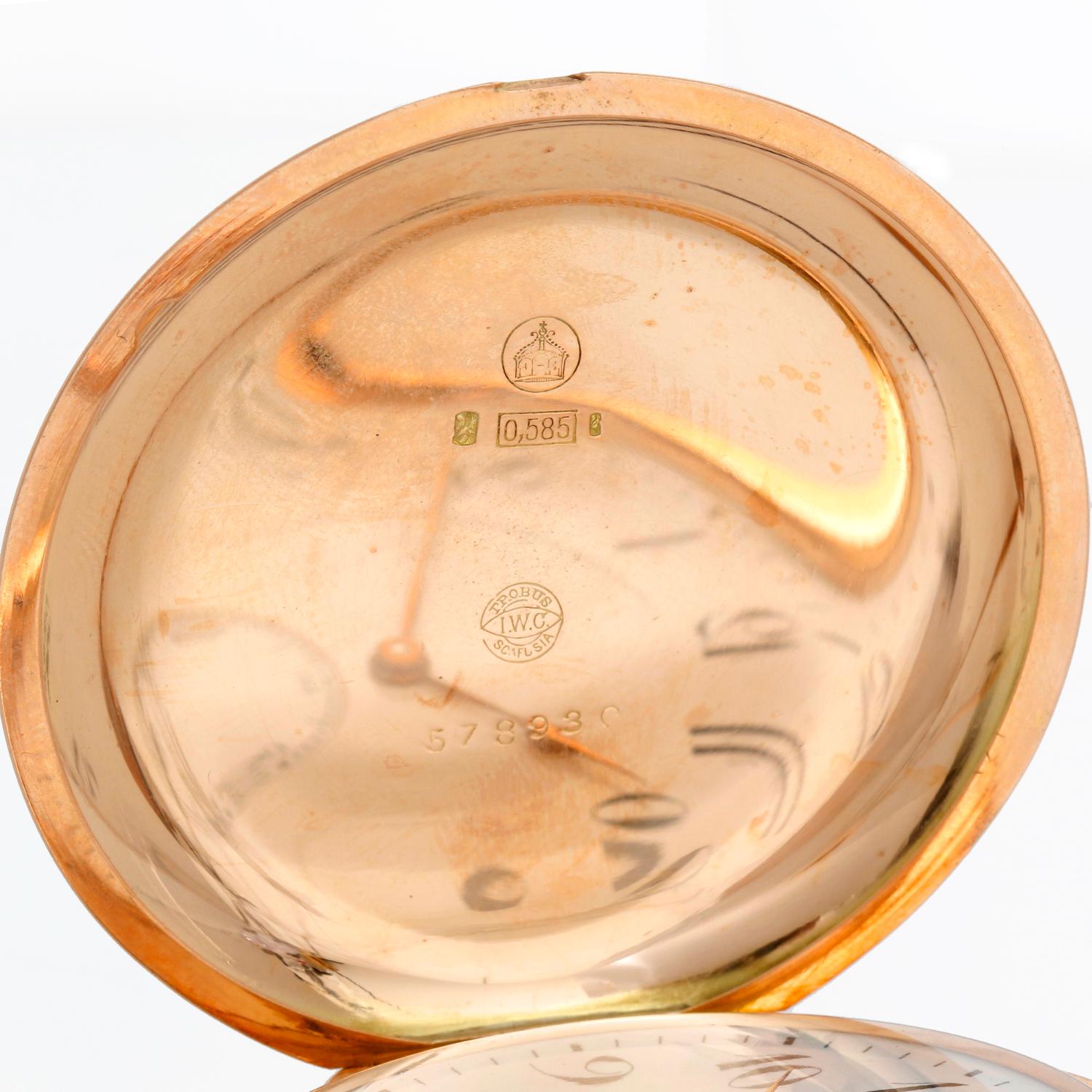 Women's or Men's IWC 14k Gold Pocket Men's Hunting Case Antique Pocket Watch For Sale