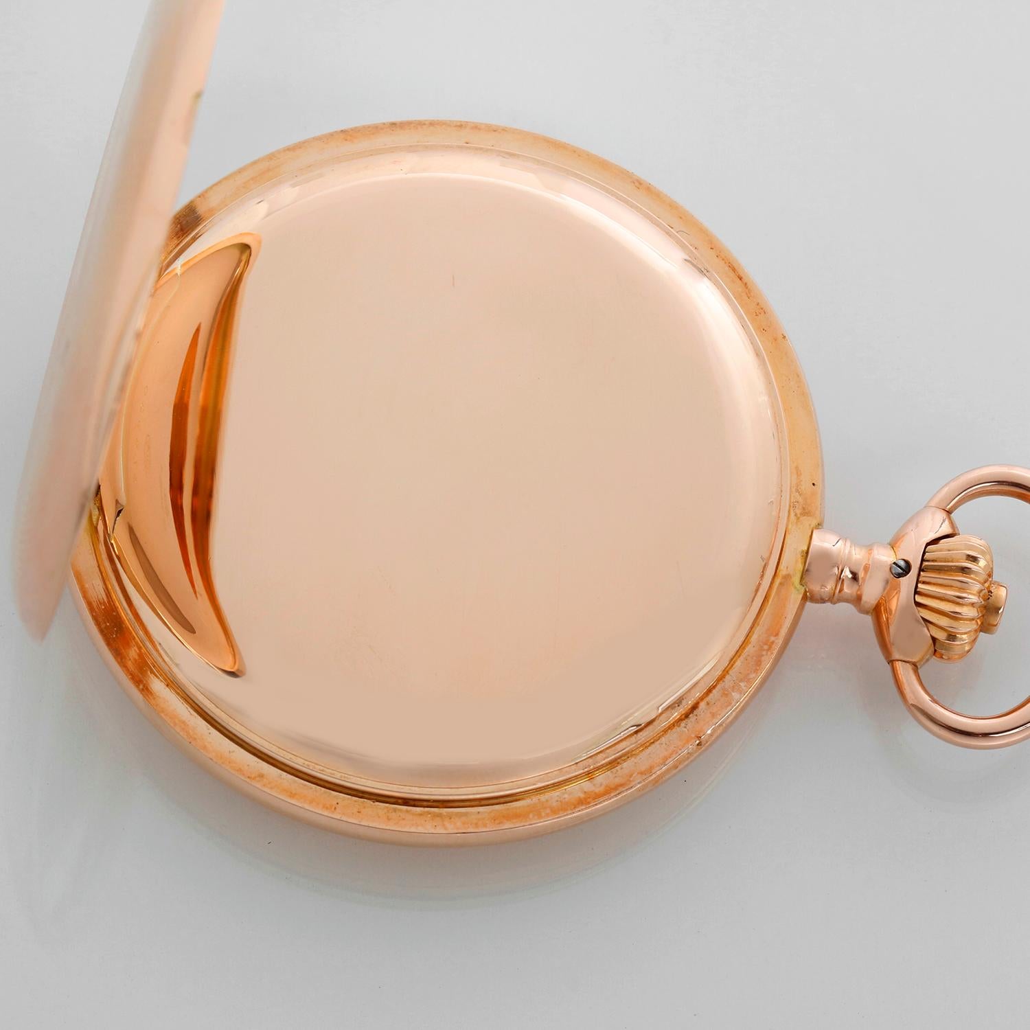 IWC 14k Gold Pocket Men's Hunting Case Antique Pocket Watch For Sale 3