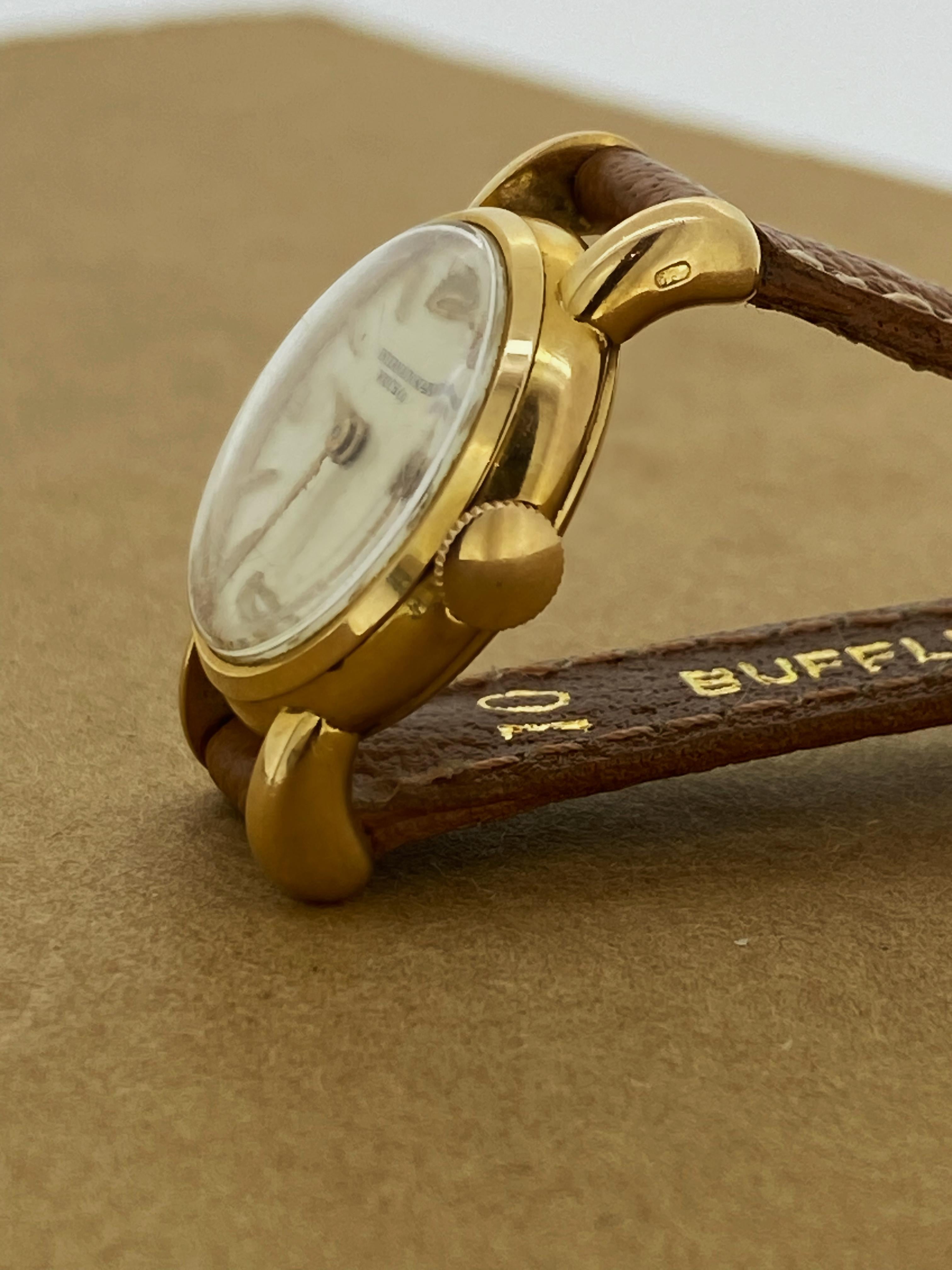 Rétro IWC 18K Rose Gold Vintage c1950's Manual 17 Jewell Hooded Lugs 21mm Ladies Watch in vendita