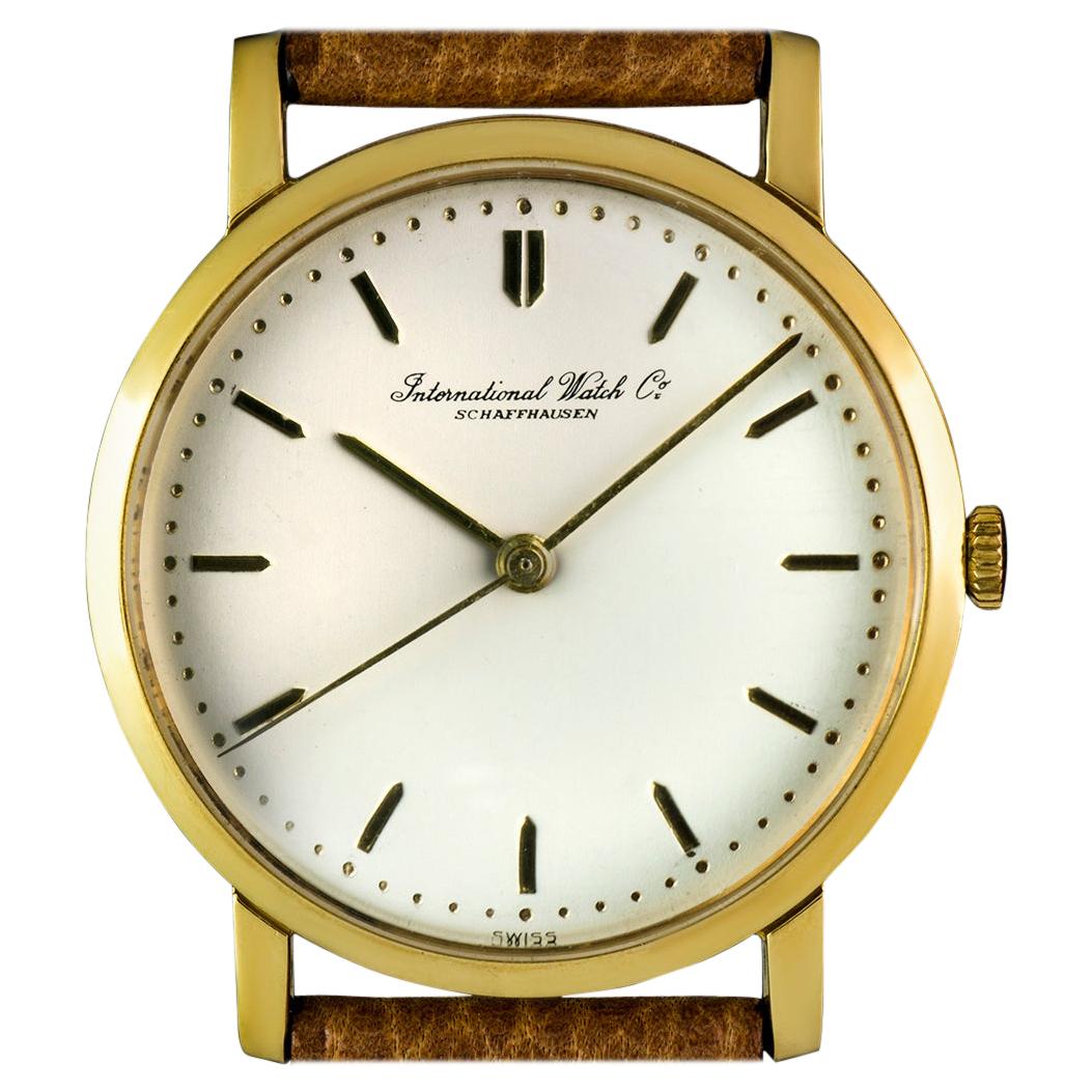 IWC 18k Yellow Gold Cream Dial Manual Wind Vintage Men's Wristwatch