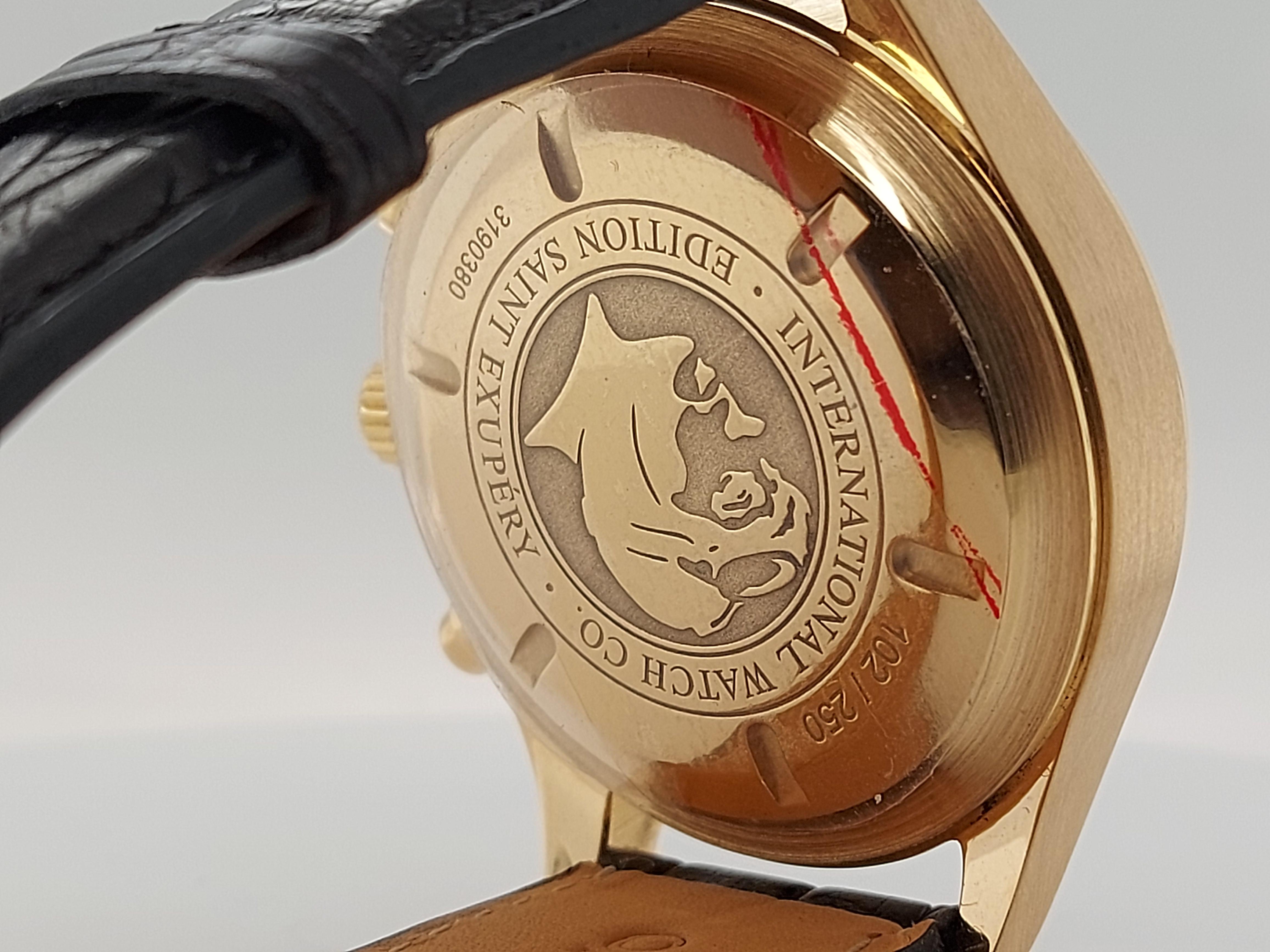 Montre-bracelet chronographe pilote Antoine Saint Exupéry en or 18 carats, édition limitée IWC en vente 2