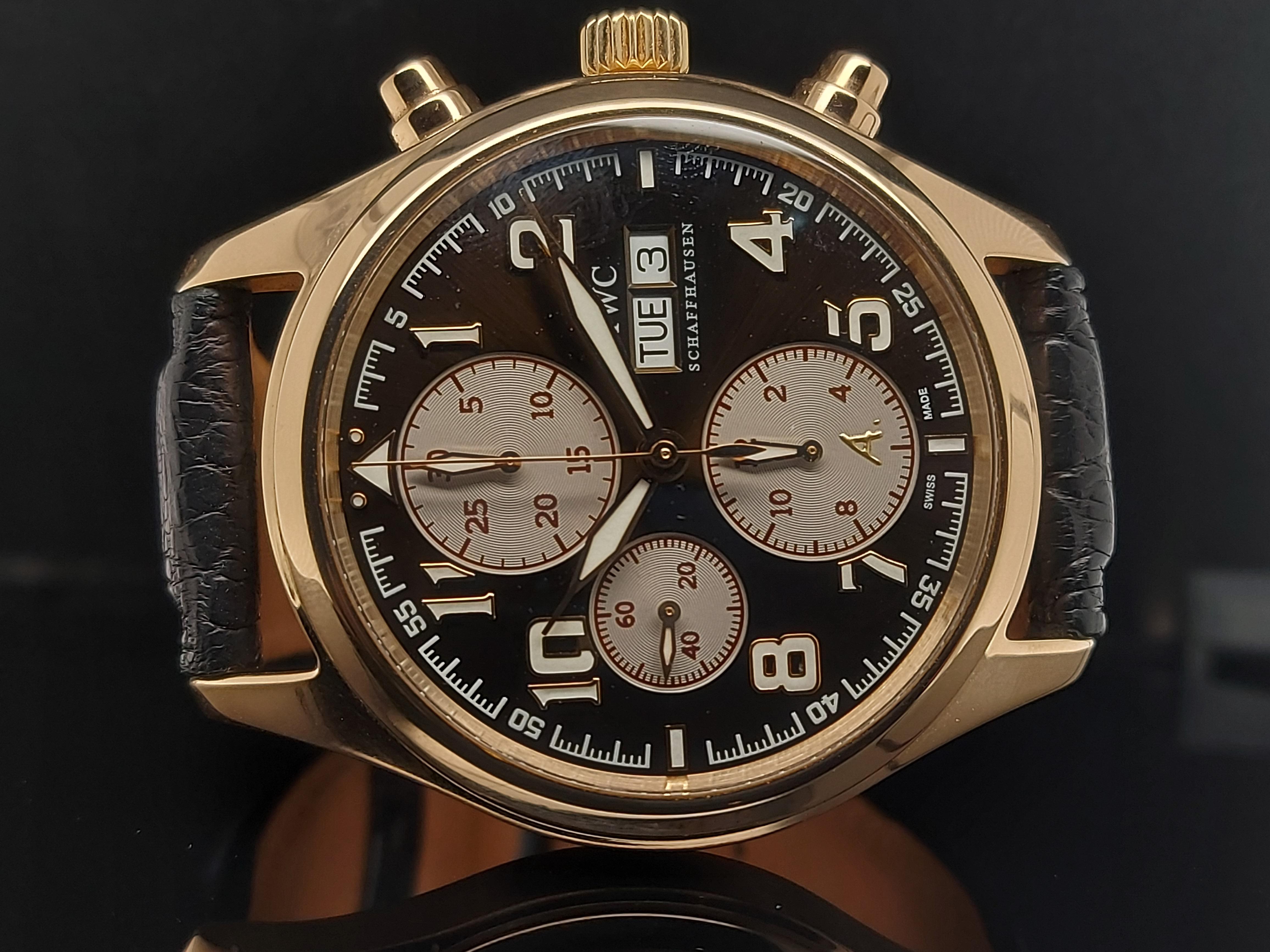 IWC 18kt Gold Limited Edition Antoine Saint Exupéry Pilot Chronograph Wristwatch In Excellent Condition For Sale In Antwerp, BE