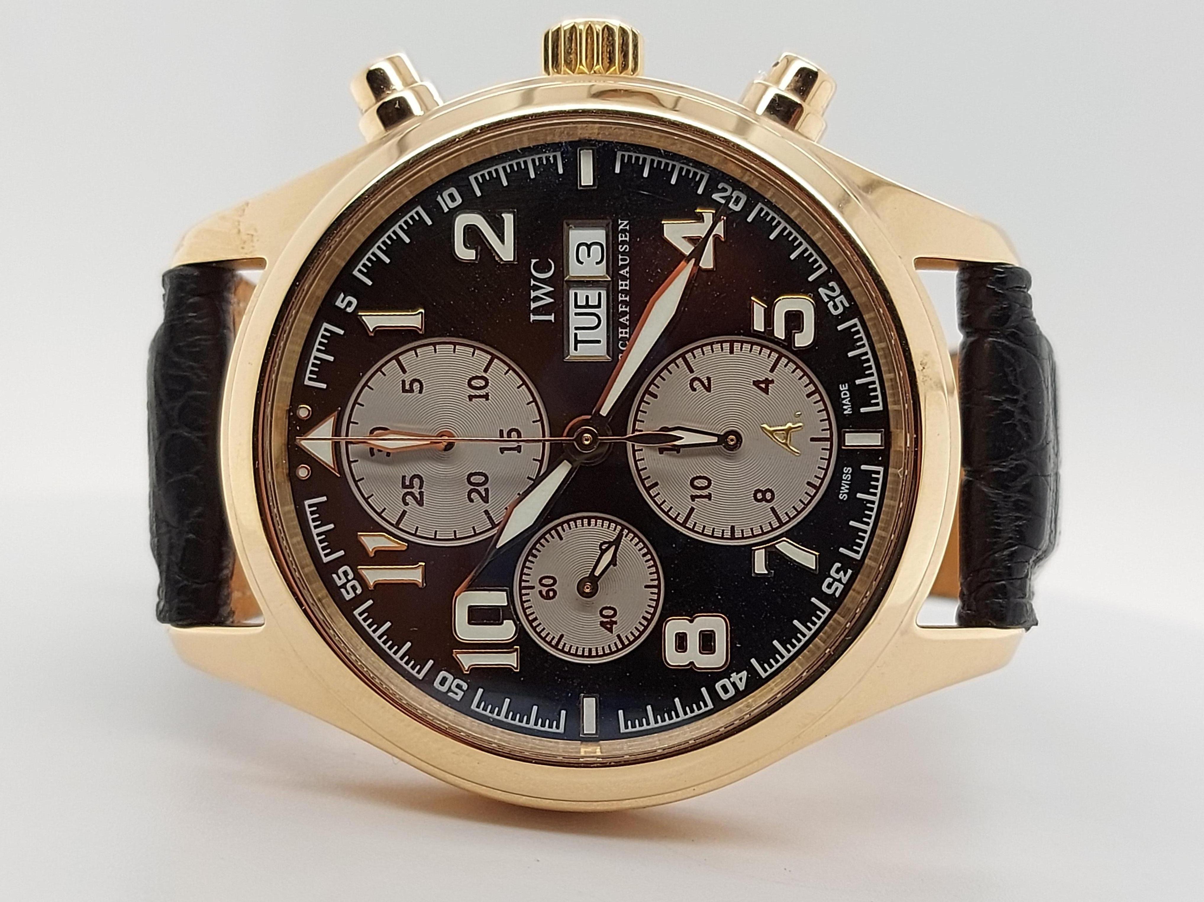 Women's or Men's IWC 18kt Gold Limited Edition Antoine Saint Exupéry Pilot Chronograph Wristwatch For Sale