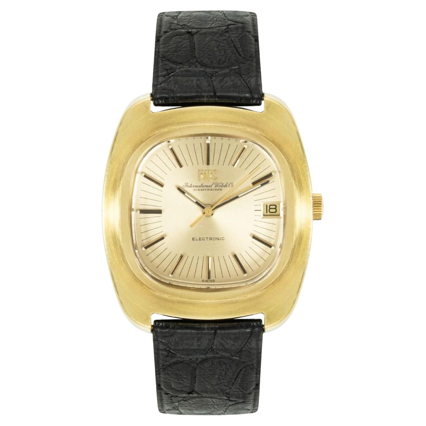 IWC 38mm Unworn NOS Electronic Old Tuning Fork Yellow Gold For Sale