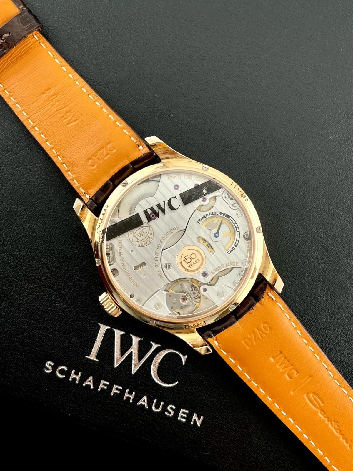 IWC 43MM Schaffhausen portugais en or rose 18 carats avec cadran en cuir blanc IW510211 en vente 5