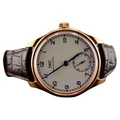 IWC 43MM Schaffhausen Portugieser 18k Rose Gold White Dial Leather Band IW510211
