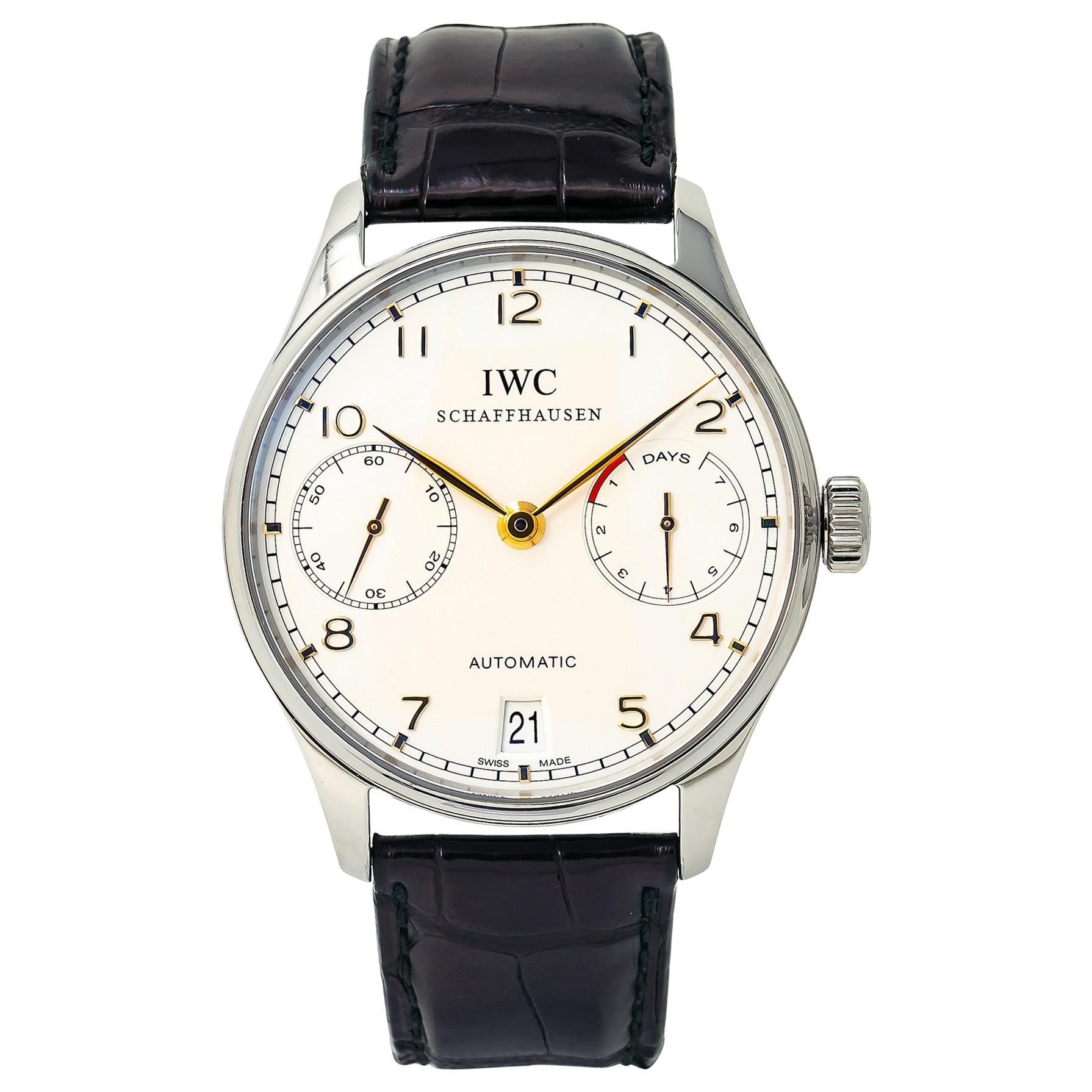 IWC 7 Day Schaffhausen IW500114 Box and Papers 2013 Men's Automatic Watch For Sale