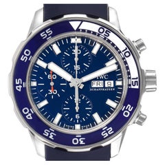 IWC Aquatimer Montre automatique Chrono Day Date à bracelet bleu avec carte de boîte IW376711
