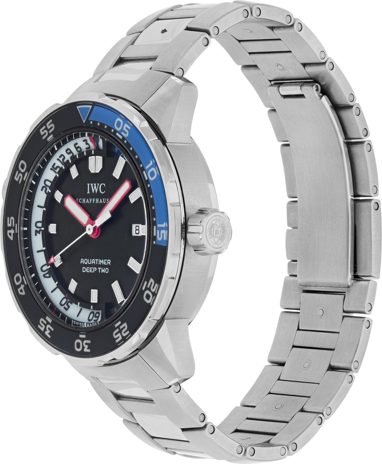 IWC Aquatimer in acciaio inossidabile con quadrante nero. Automatico con secondi spazzati, data e profondimetro. Cassa da 47,5 mm. Rif. IW354702. Orologio IWC usato di pregio.

 L'orologio Sport IWC Aquatimer IW354702, certificato usato, è