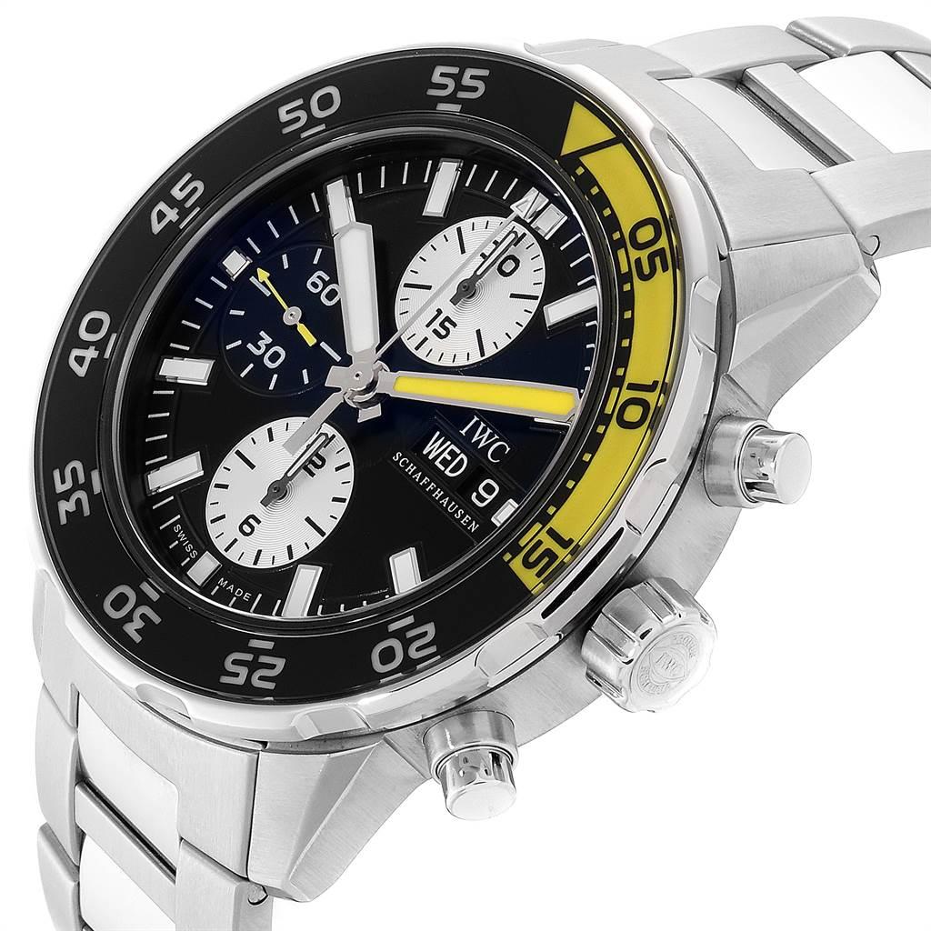 IWC Aquatimer Chronograph Black Yellow Day Date Men's Watch IW376701 In Excellent Condition For Sale In Atlanta, GA