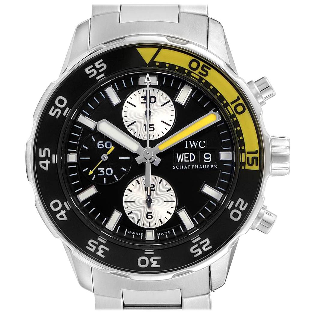 IWC Aquatimer Chronograph Black Yellow Day Date Men's Watch IW376701 For Sale