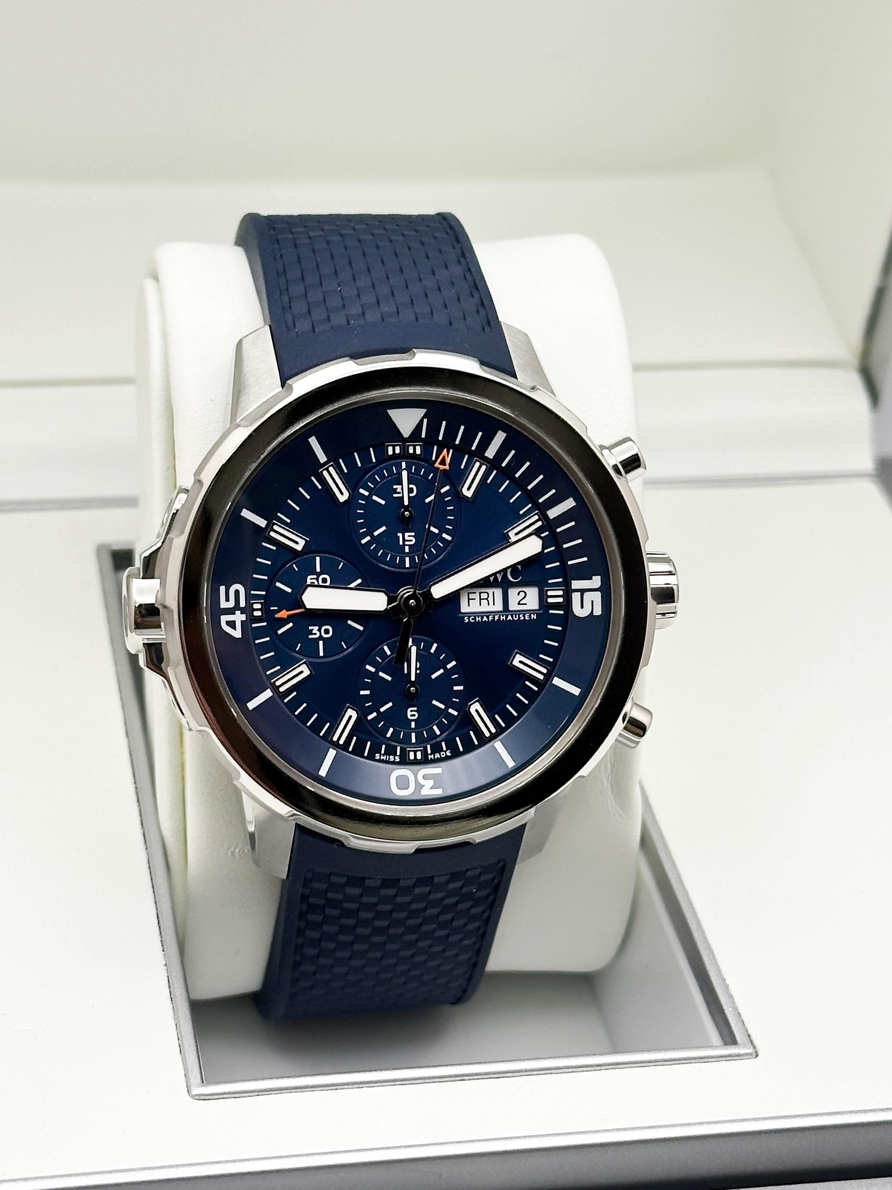 Uomo IWC Aquatimer Cronografo IW376805 Cinturino in gomma in acciaio inossidabile Scatola di carta 44mm in vendita