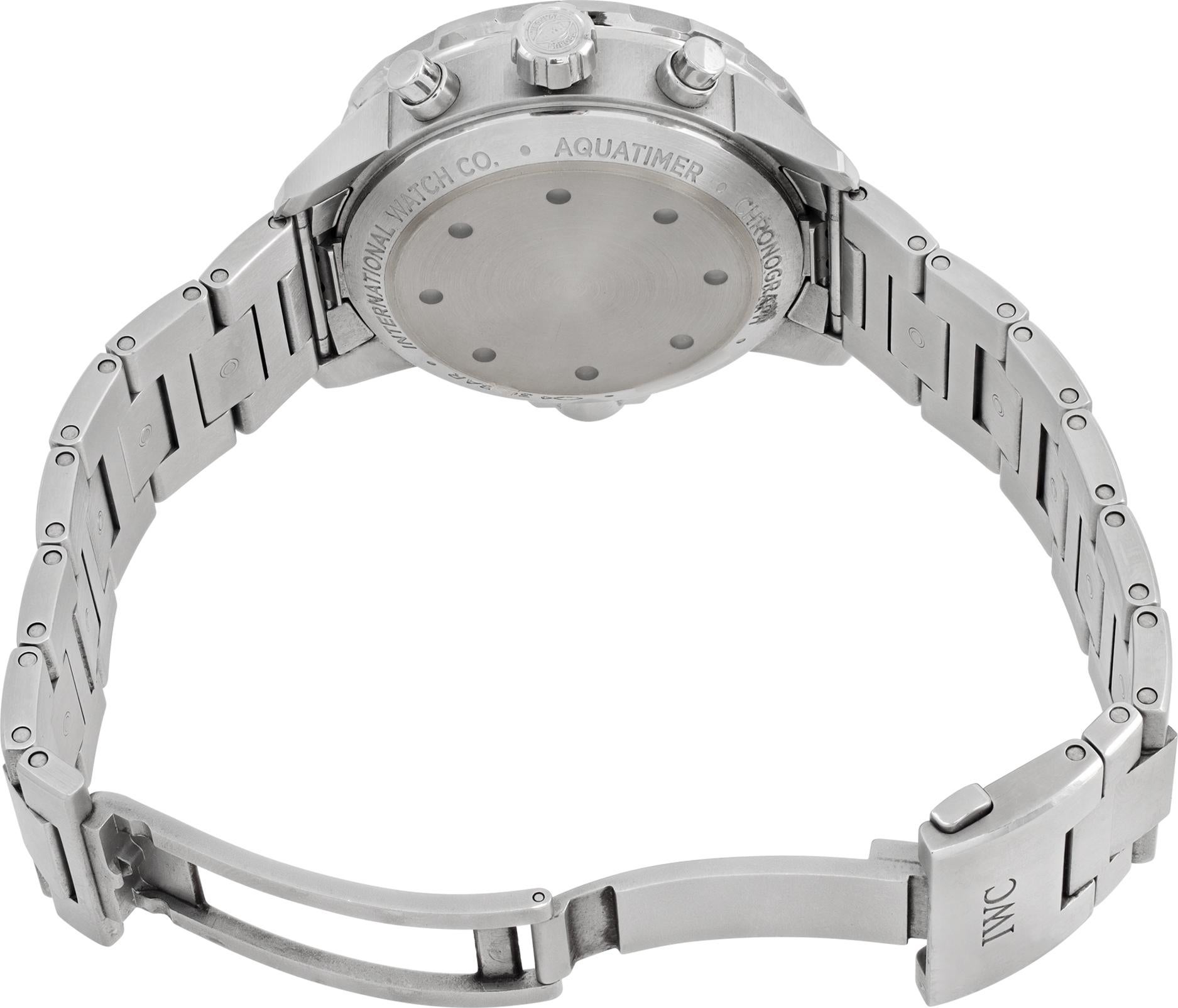 Men's IWC Aquatimer Chronograph Steel Automatic Wristwatch w/ Black Dial Ref IW376804 For Sale
