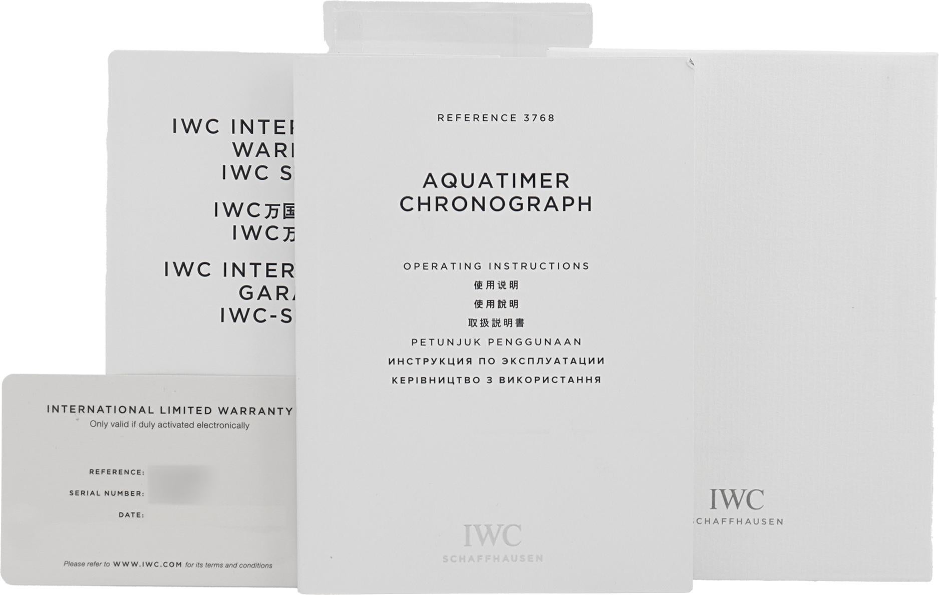 IWC Aquatimer Chronograph Steel Automatic Wristwatch w/ Black Dial Ref IW376804 For Sale 1