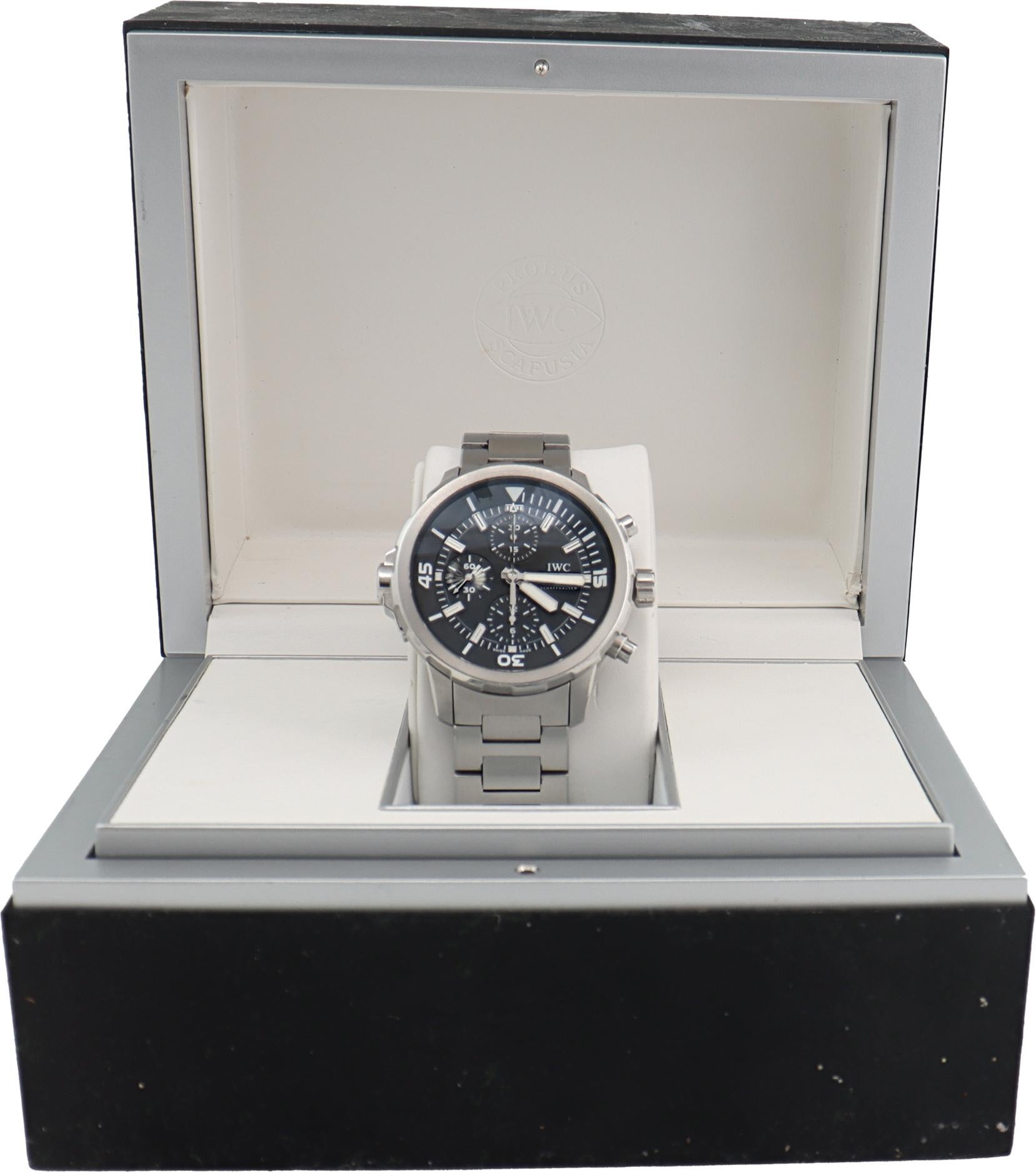 IWC Aquatimer Chronograph Steel Automatic Wristwatch w/ Black Dial Ref IW376804 For Sale 2