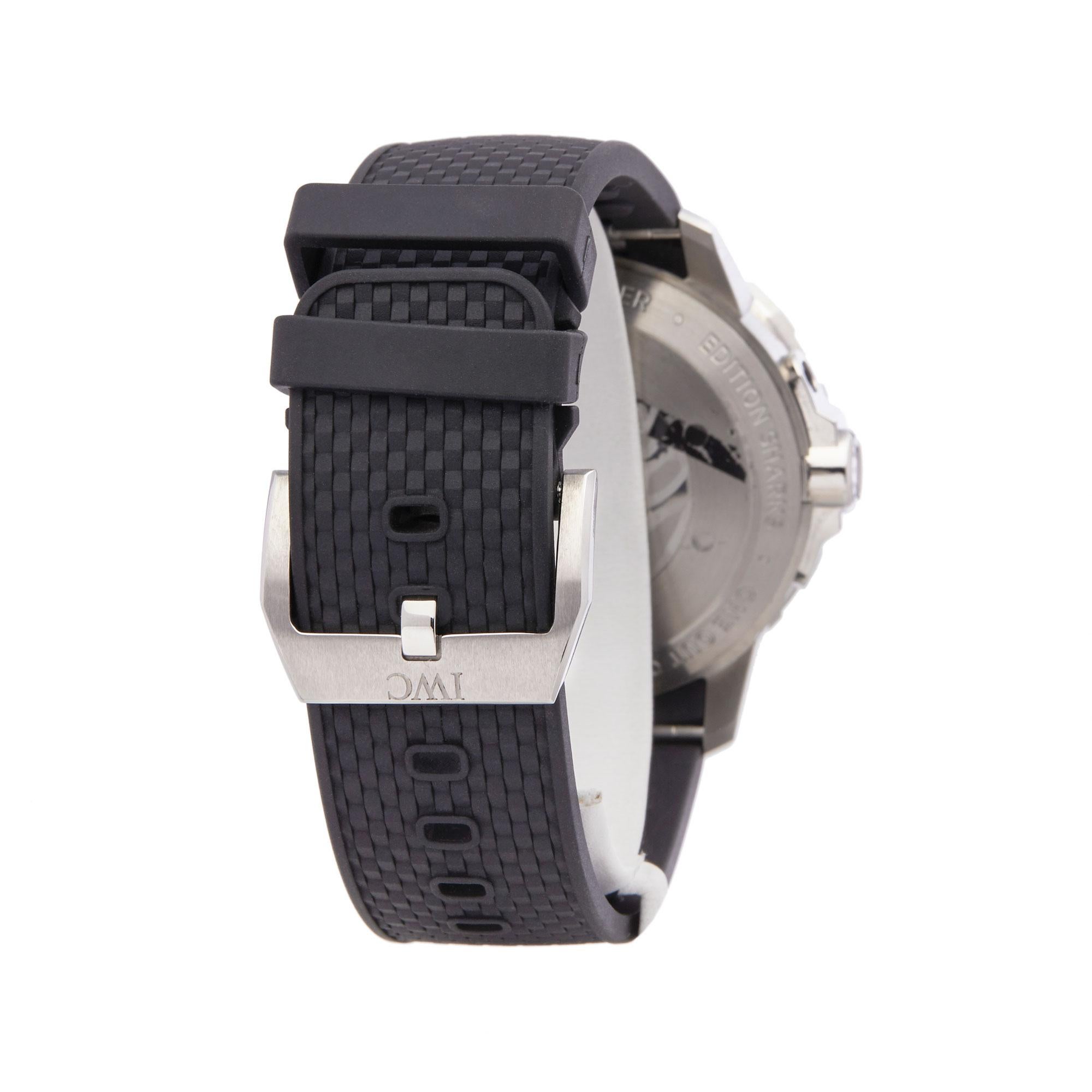 IWC Aquatimer Shark Edition Stainless Steel IW379506 Wristwatch In Excellent Condition In Bishops Stortford, Hertfordshire