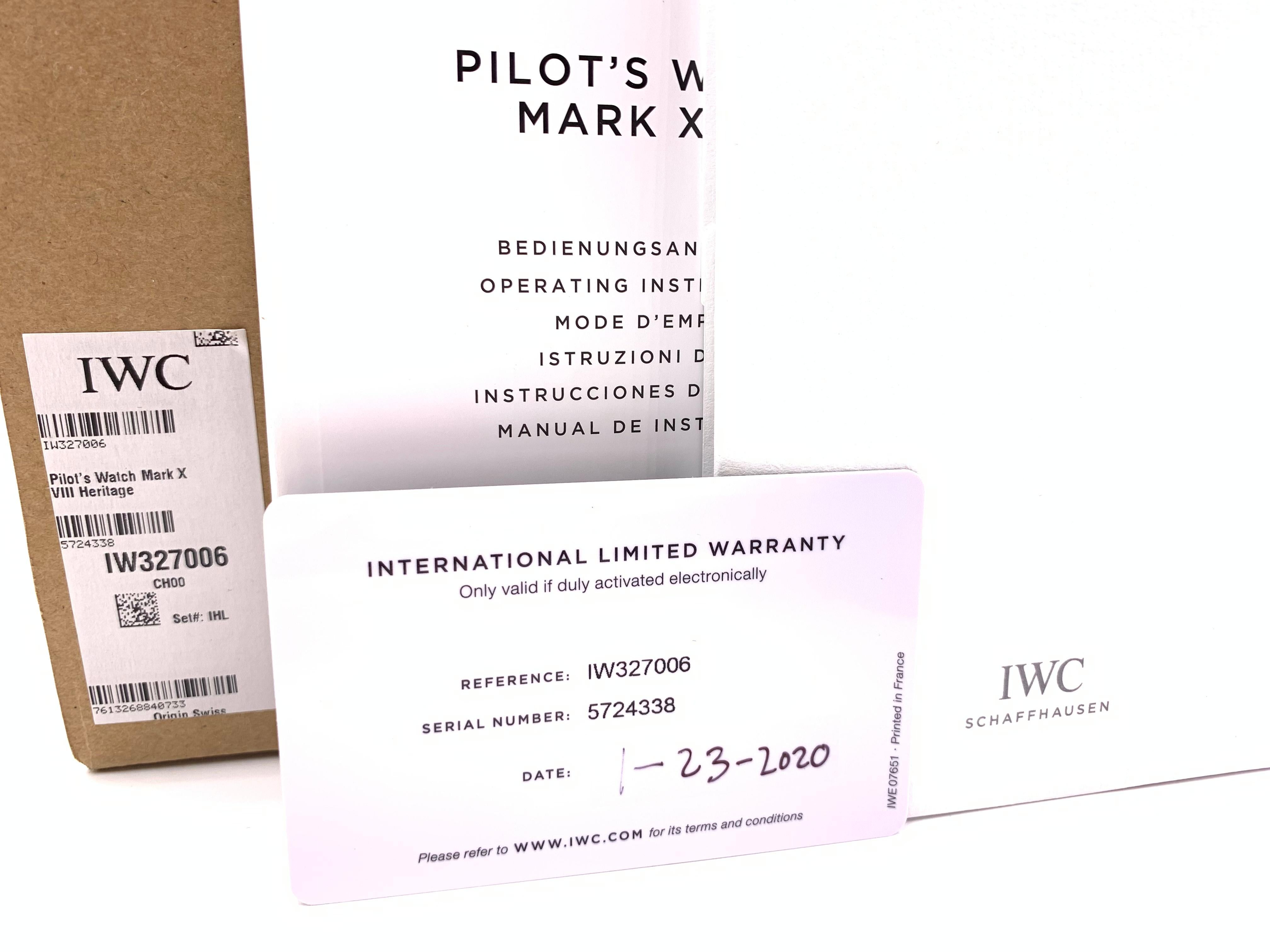 IWC Automatic Titanium Pilot's Watch Mark XVIII Heritage In New Condition In Pikesville, MD