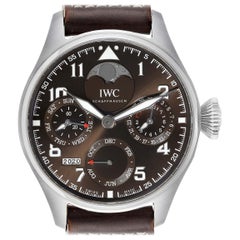 Used IWC Big Pilot Prepetual Calendar Brown Dial Men's Watch IW503801 Box Card
