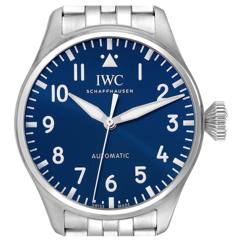 IWC Big Pilots 43mm Steel Blue Dial Mens Automatic Watch IW329304 Box Card For Sale