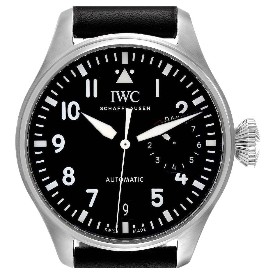 IWC Big Pilots Black Dial Automatic Steel Mens Watch IW500912 Box Card For Sale