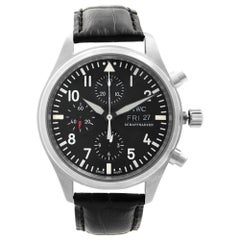 Used IWC Classic Pilot Day Date Steel Black Dial Automatic Men's Watch IW371701