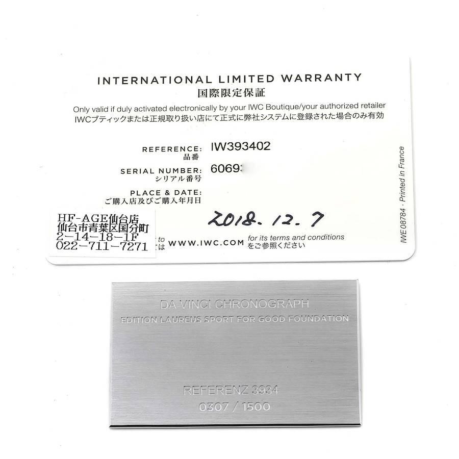 IWC Da Vinci Chronograph Blue Dial Steel Mens Watch IW393402 Box Card For Sale 1