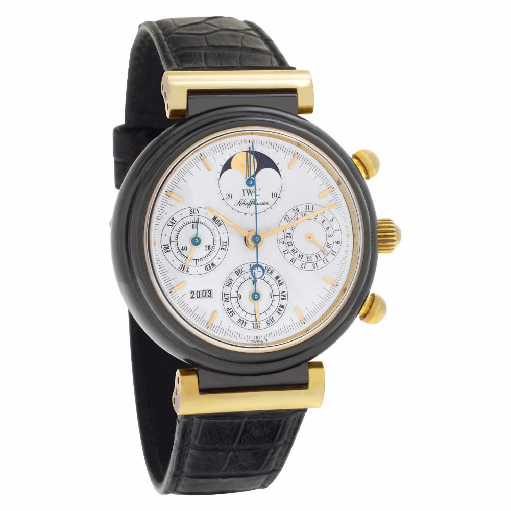 IWC Da Vinci IW3755-02 Automatikuhr aus 18 Karat Gold und Keramik mit weißem Zifferblatt (Moderne) im Angebot