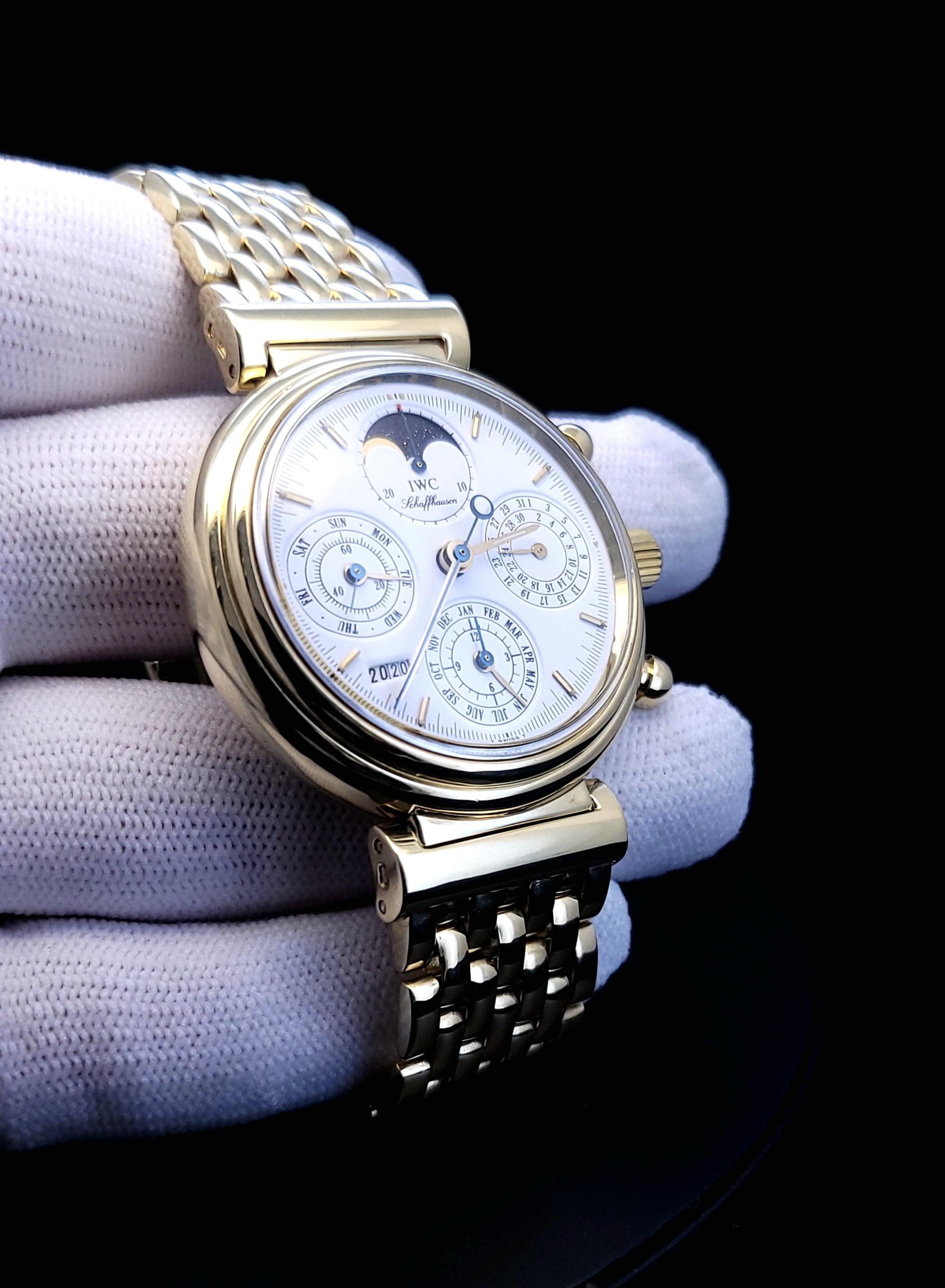 Orologio da polso da uomo IWC Da Vinci MOON PHASE CHRON Calendario Perpetuo YGOLD 18K 750 in vendita 9