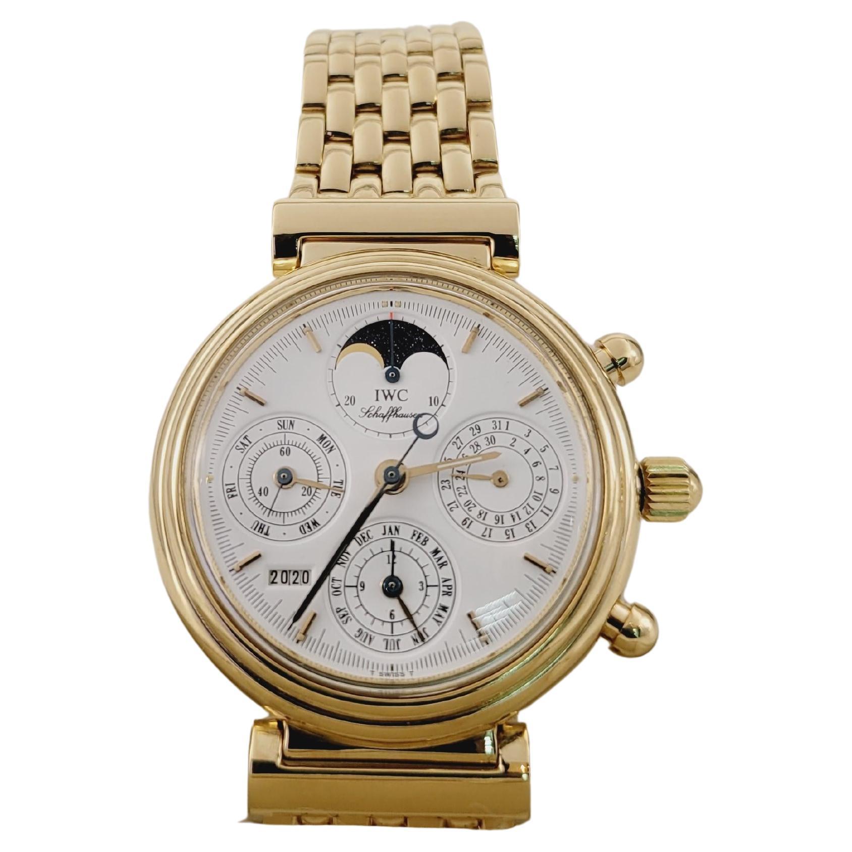 Donna Orologio da polso da uomo IWC Da Vinci MOON PHASE CHRON Calendario Perpetuo YGOLD 18K 750 in vendita