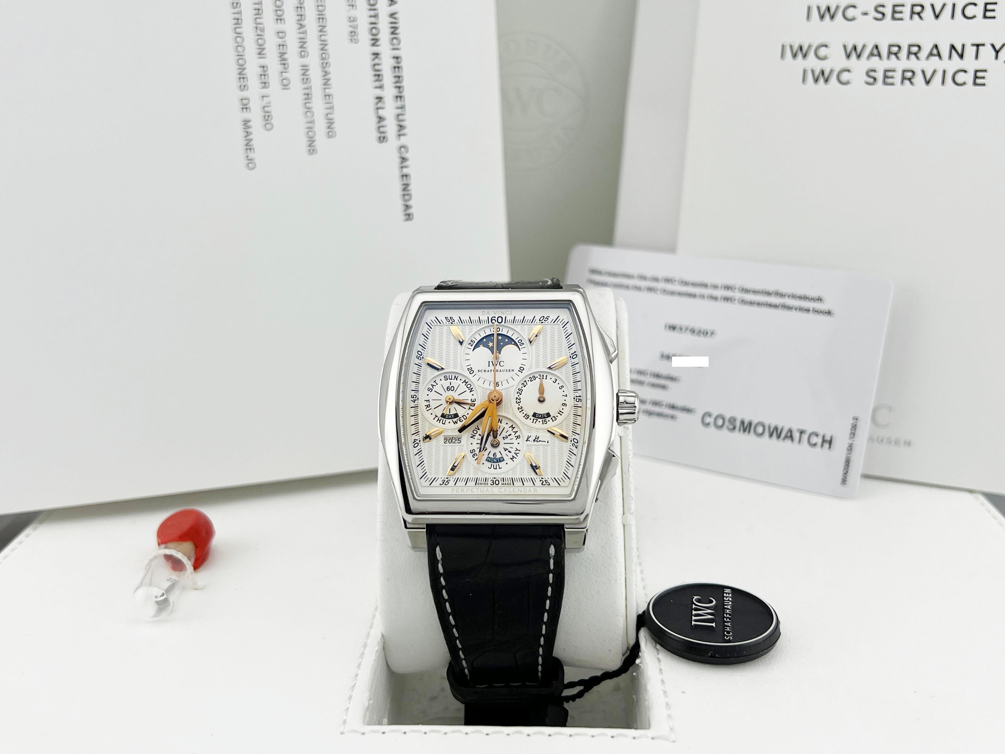 Style Number: IW376207

 

Model: IWC Da Vinci Perpetual Calendar Edition Kurt Klaus 

 

Case Material: Stainless Steel 

 

Band: Leather Band 

 

Bezel: Stainless Steel 

 

Dial: Silver Dial 

 

Face: Sapphire Crystal 

 

Case Size: 43mm 

