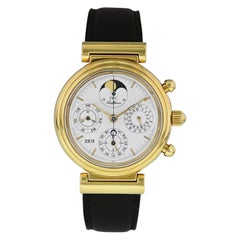 Vintage IWC Da Vinci Perpetual French IW3750 Yellow Gold Chronograph Watch