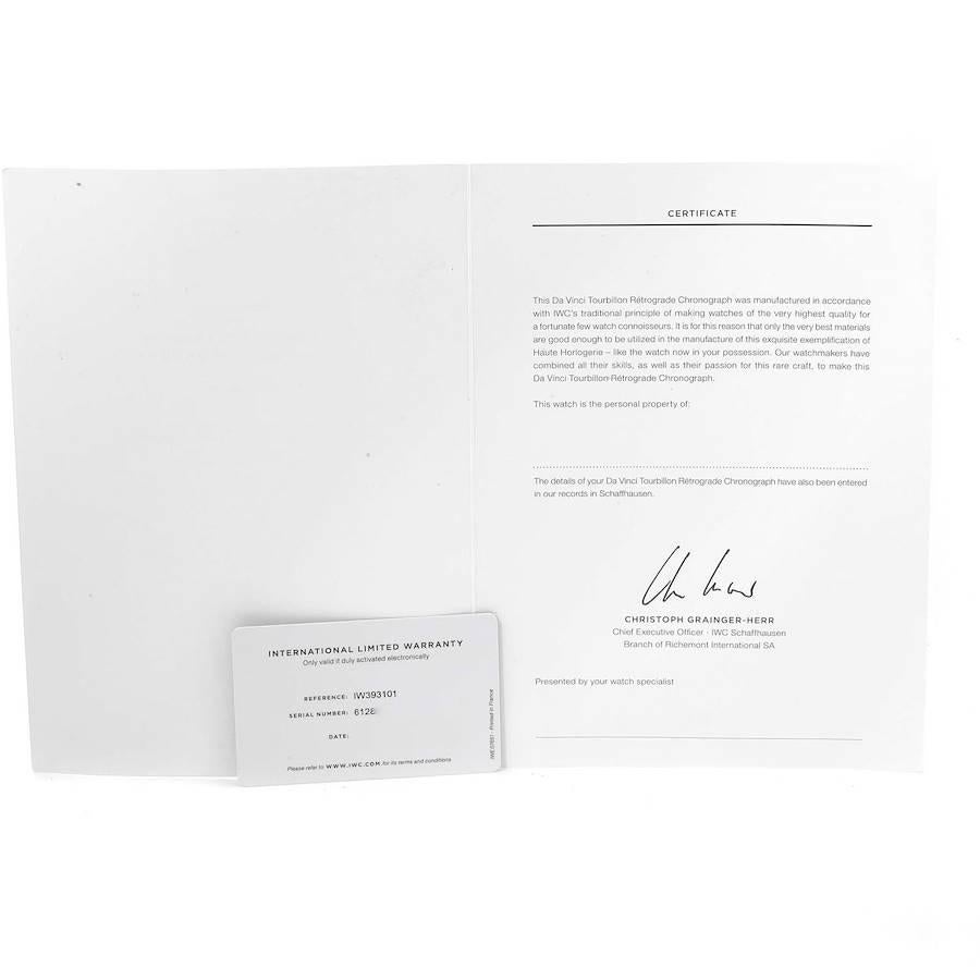 IWC Da Vinci Tourbillon FlyBack Retrograde Rose Gold Watch IW393101 Box Papers For Sale 1