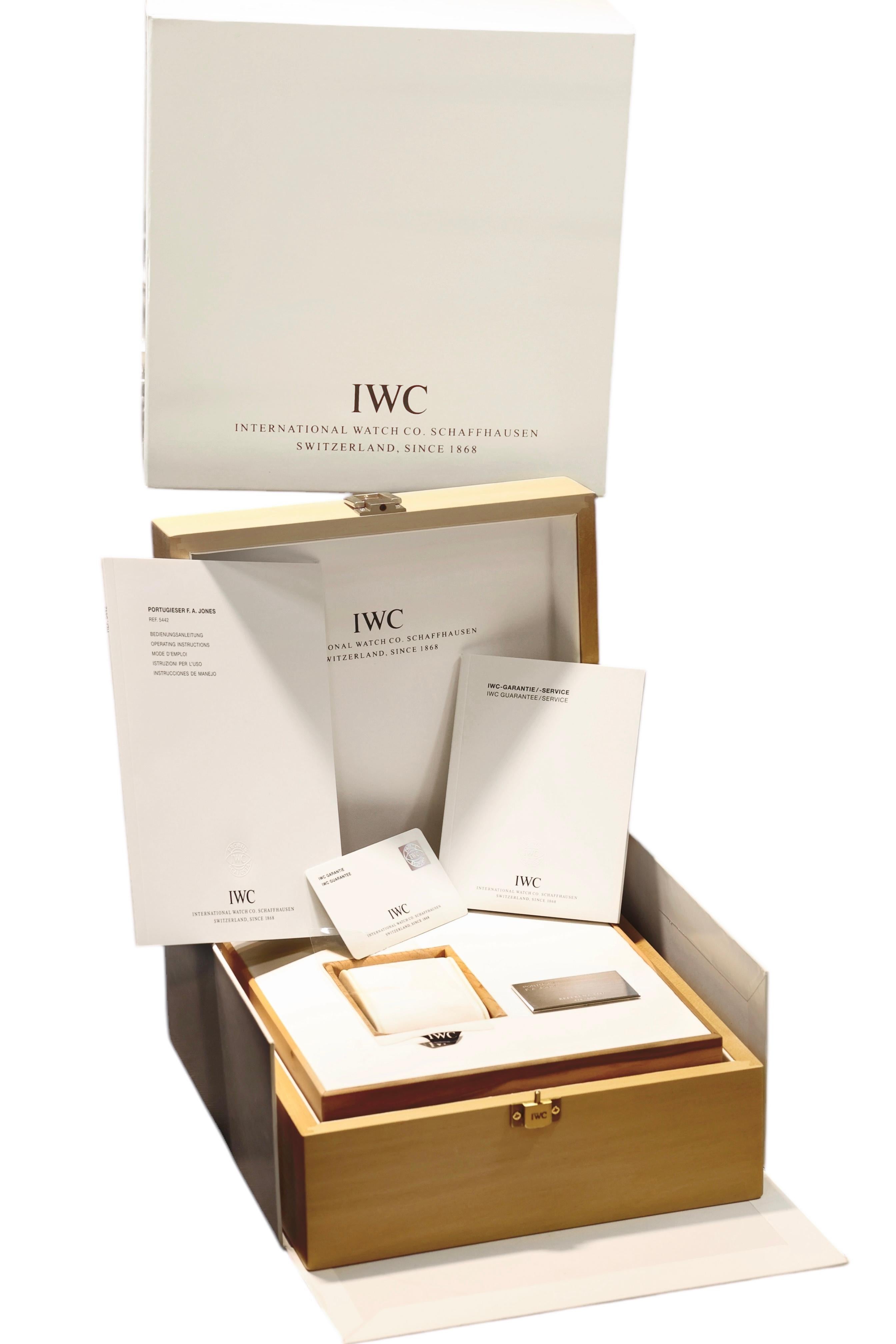 IWC F.A.Jones Portuguese Platinum Limited Edition Wristwatch, IW544202, Full Set For Sale 15