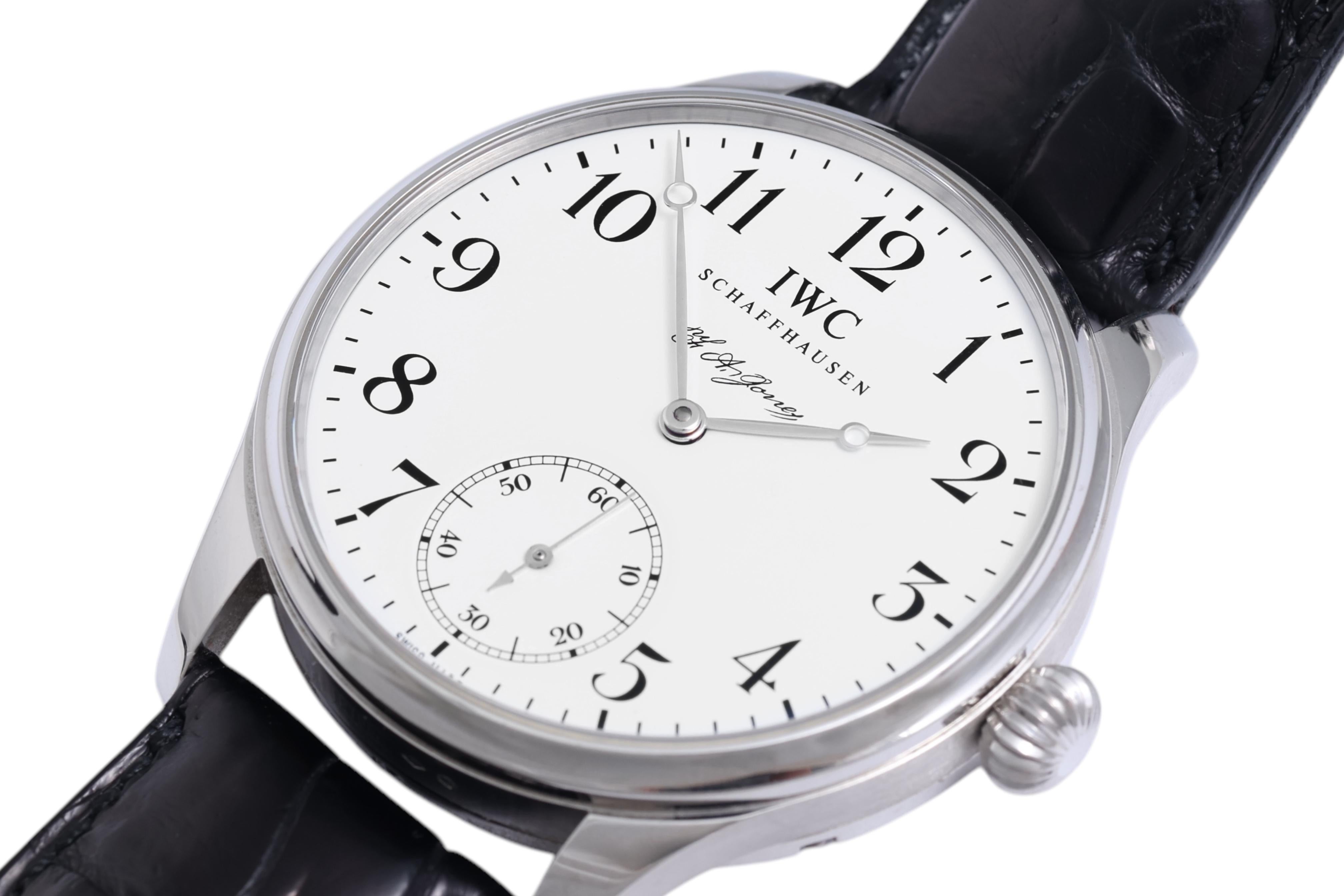 IWC F.A.Jones Portuguese Platinum Limited Edition Wristwatch, IW544202, Full Set In Excellent Condition For Sale In Antwerp, BE