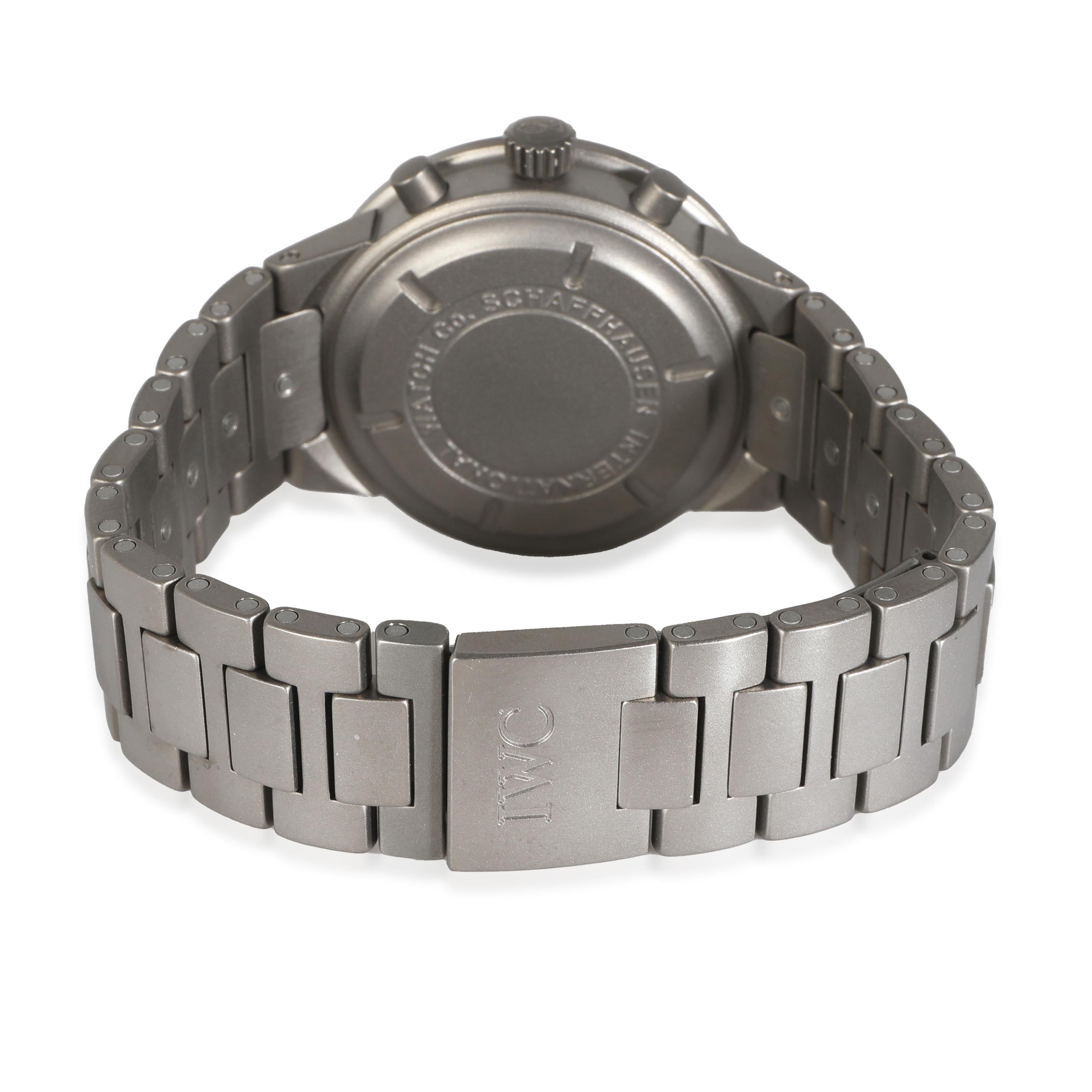 IWC GST Chrono IW372701 Unisex Watch in  Titanium

SKU: 142767

PRIMARY DETAILS
Brand: IWC
Model: GST Chrono
Country of Origin: Switzerland
Movement Type: Quartz: Battery
Year of Manufacture: 1990-1999
Condition: In excellent condition and recently