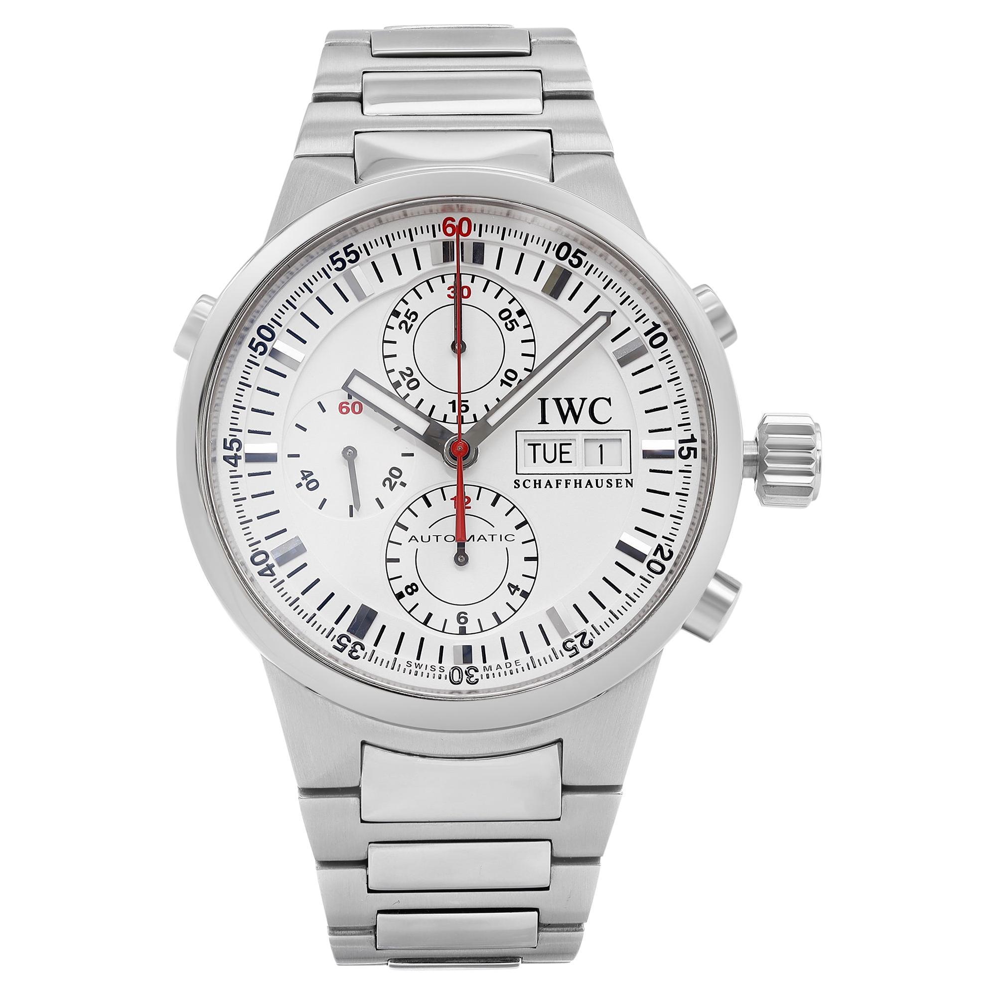 IWC GST Split Second Chronograph Steel White Dial Automatic Mens Watch IW371523