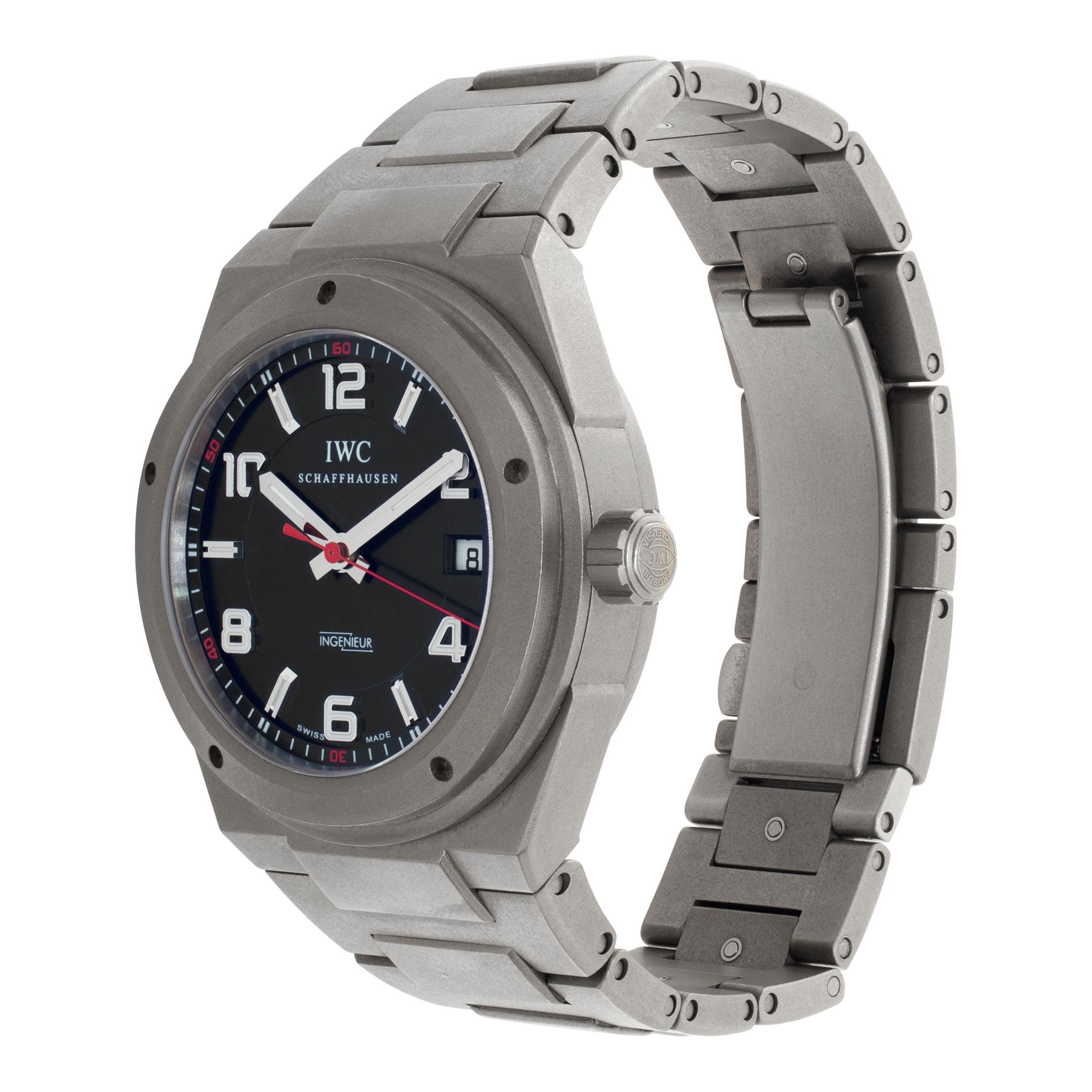 IWC Ingenieur Mercedes AMG edition in Titanium on an original IWC Titanium link bracelet. Auto w/ date and sweep seconds. 42 mm case size. Ref IW322702. Fine Pre-owned IWC Watch.

 Certified preowned Sport IWC Ingenieur IW322702 watch is made out of