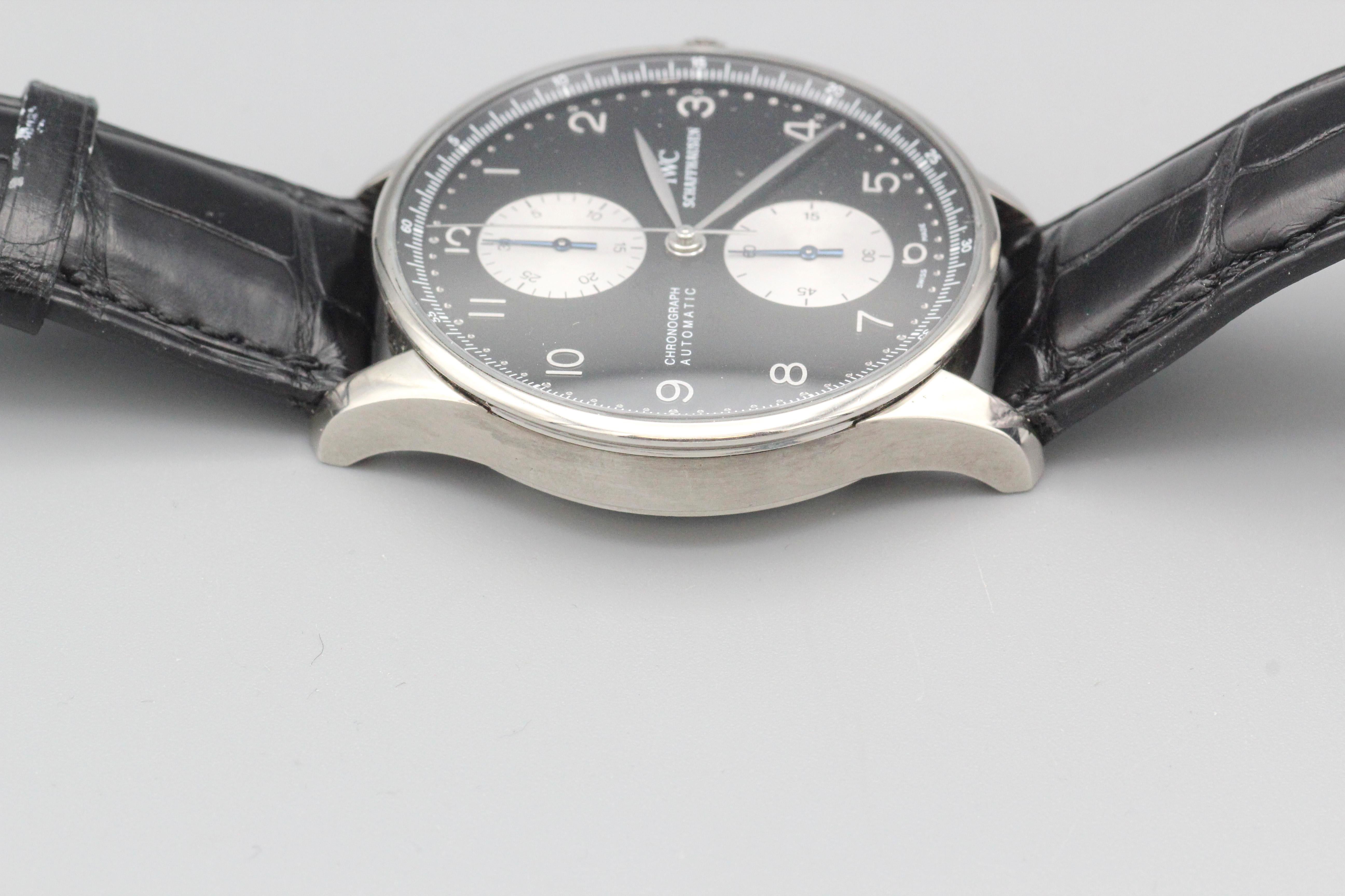 IWC Portugieser 18k White Gold Chronograph Wristwatch with rare Panda Dial For Sale 2