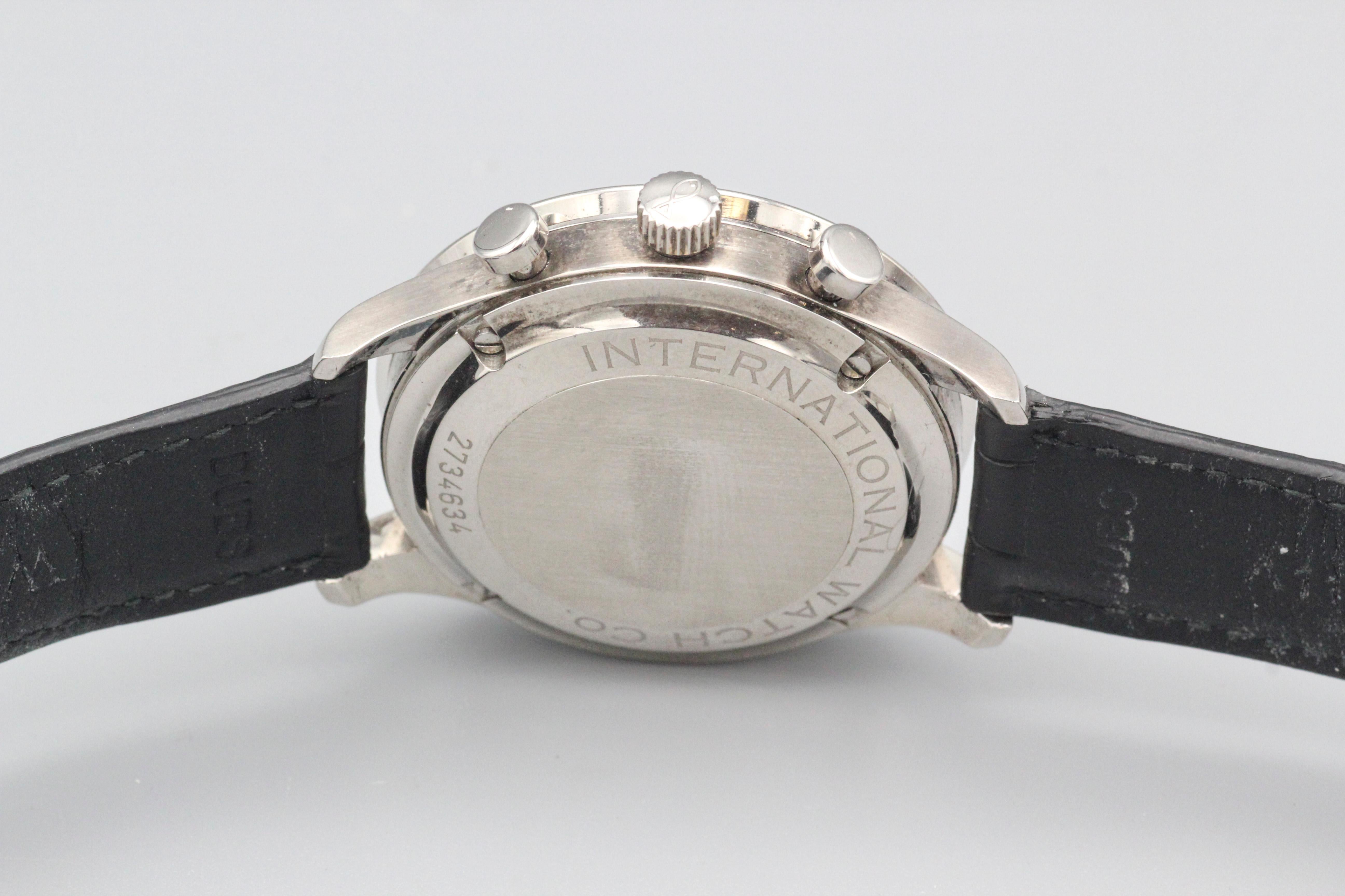 IWC Portugiesische 18 Karat Weißgold Chronograph-Armbanduhr mit seltenem Panda-Zifferblatt im Angebot 3
