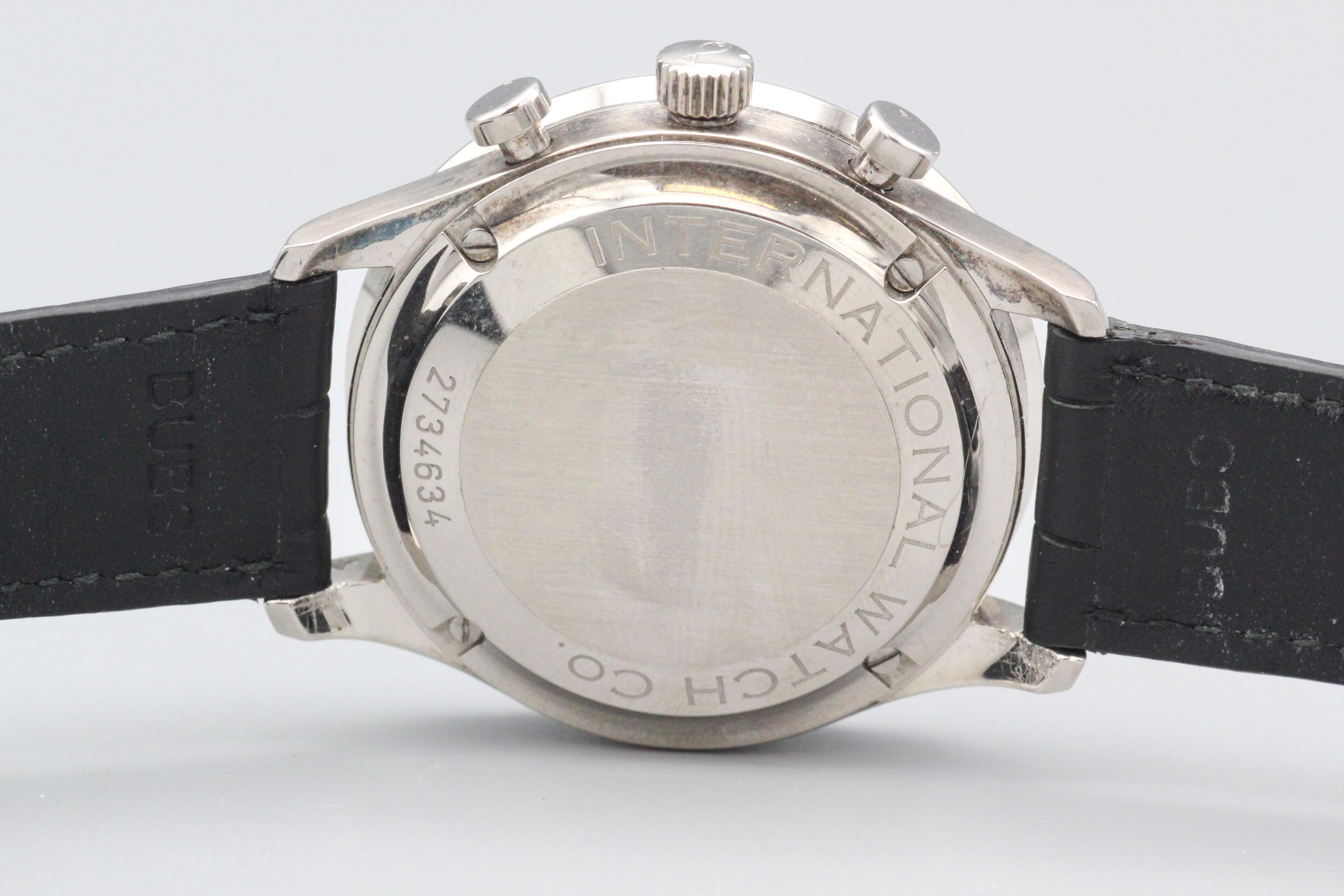 IWC Portugiesische 18 Karat Weißgold Chronograph-Armbanduhr mit seltenem Panda-Zifferblatt im Angebot 4